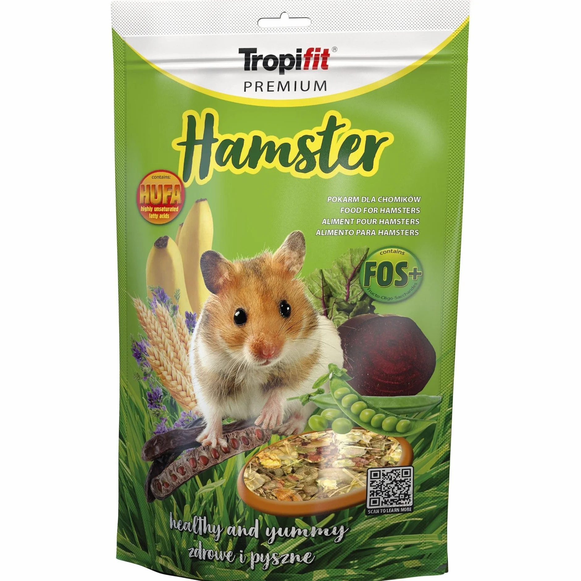 HAMSTER 500g Mangime completo per criceti, con banane ed erba medica granulare altamente proteica