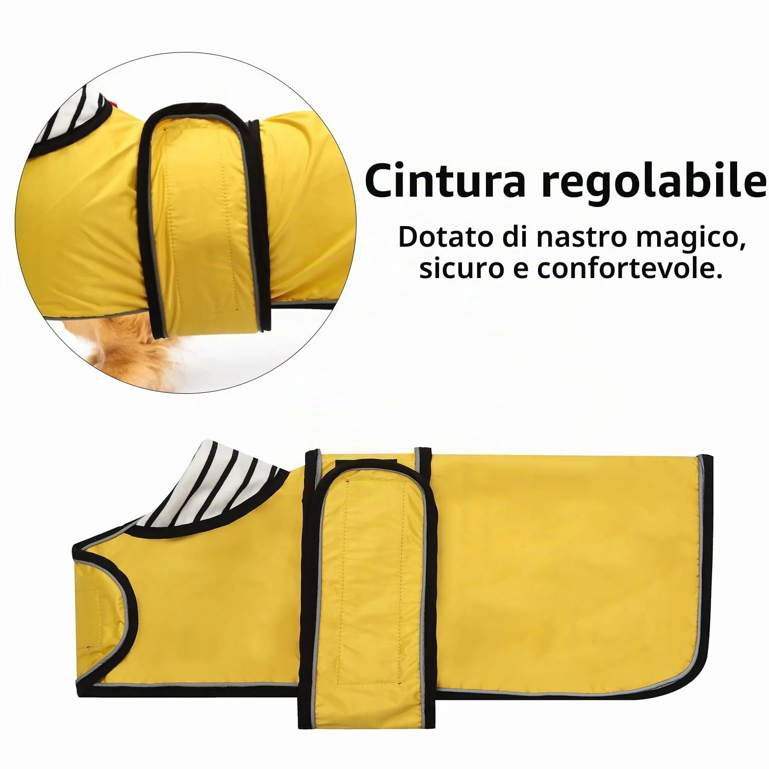 Geyecete-Cappotto Cane Impermeabile,Cappotto Bassotto,Bassotto Impermeabile Giacca con Regolabile Cintura,riflettuto Bassotto Giacca per piccola media Cani-Giallo-M