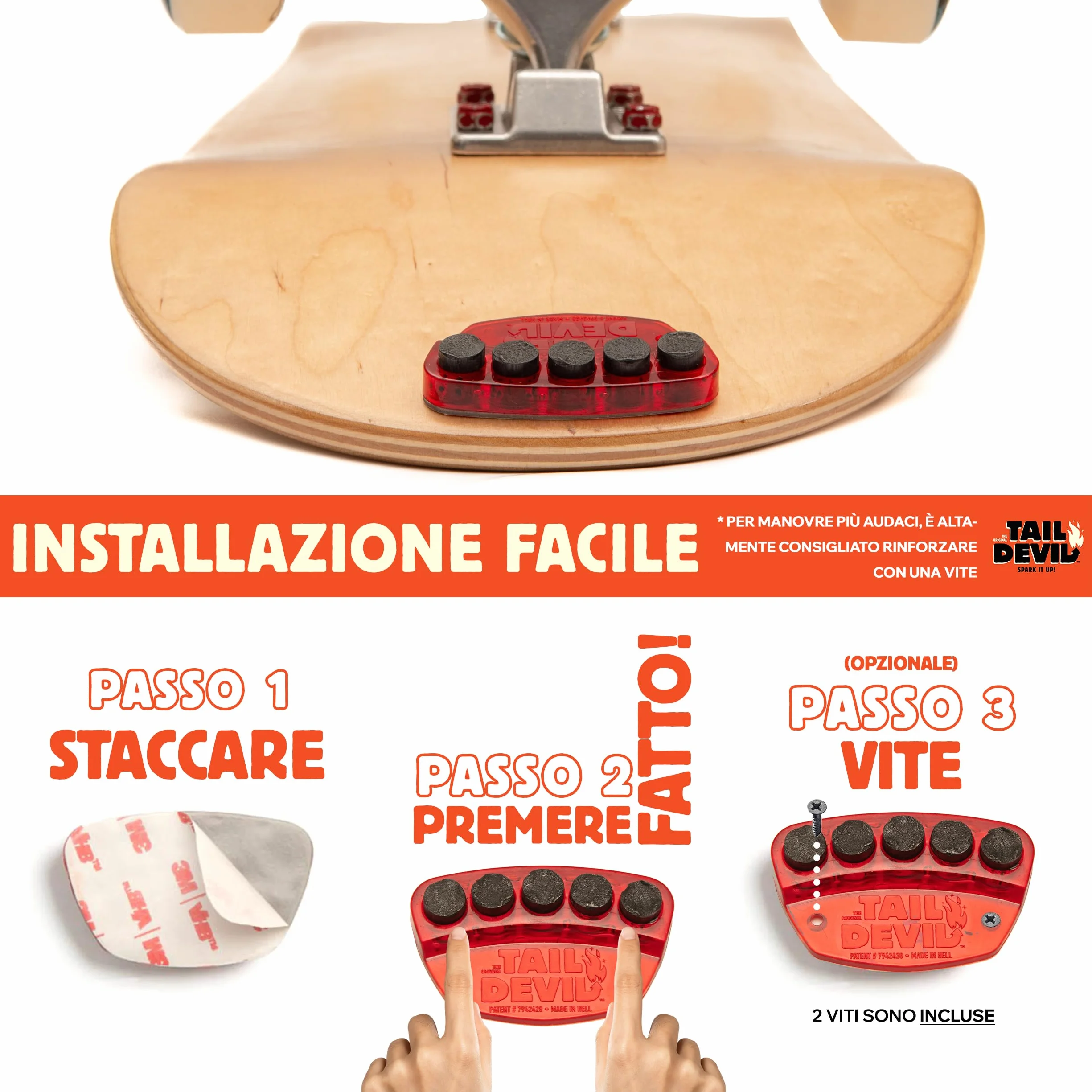 Tail Devil Tail Devil Spark It Up! Spark Plates dla Skateboard dla Dzieci i Dorosłych - Akcesoria do Skateboard Profesjonalne i Dla Początkujących