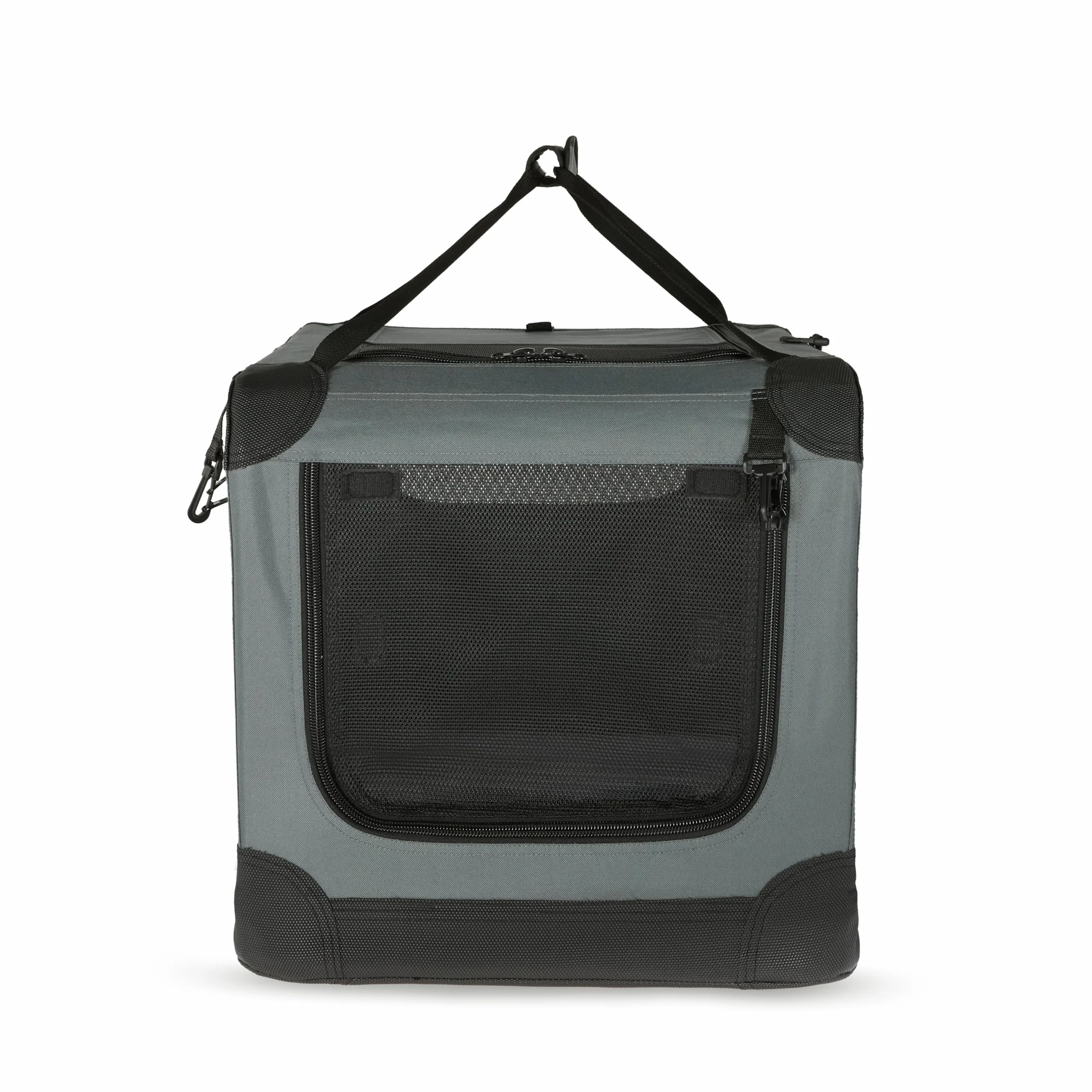 Amazon Basics Trasportino portatile e pieghevole a 4 porte per cani e gatti, Grigio M 76 cm x 54 cm x 54 cm