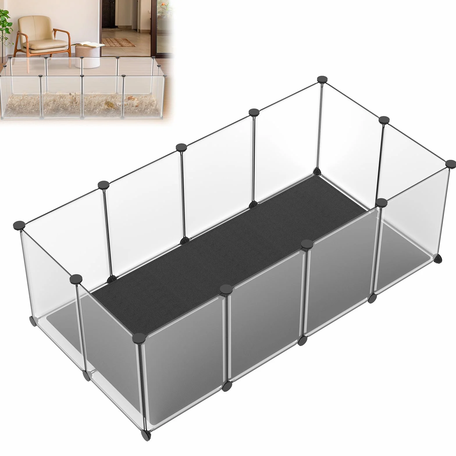 ACXIN Recinto per animali domestici 12 pezzi con piastre di fondo, comoda base, 143×73×46 cm – ideale come scatola per cani, gatti, conigli, porcellini d'india, recinto per animali, recinto per