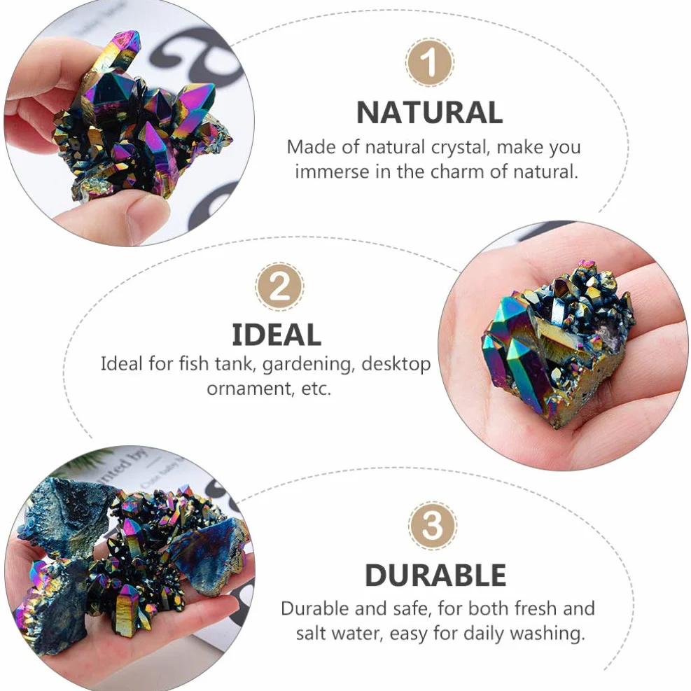 EXCEART Grappolo di cristallo arcobaleno naturale, 2 pezzi, decorazione per la casa, feng shui, acquario, artigianato e regali 4,5 x 3,5 x 3 cm