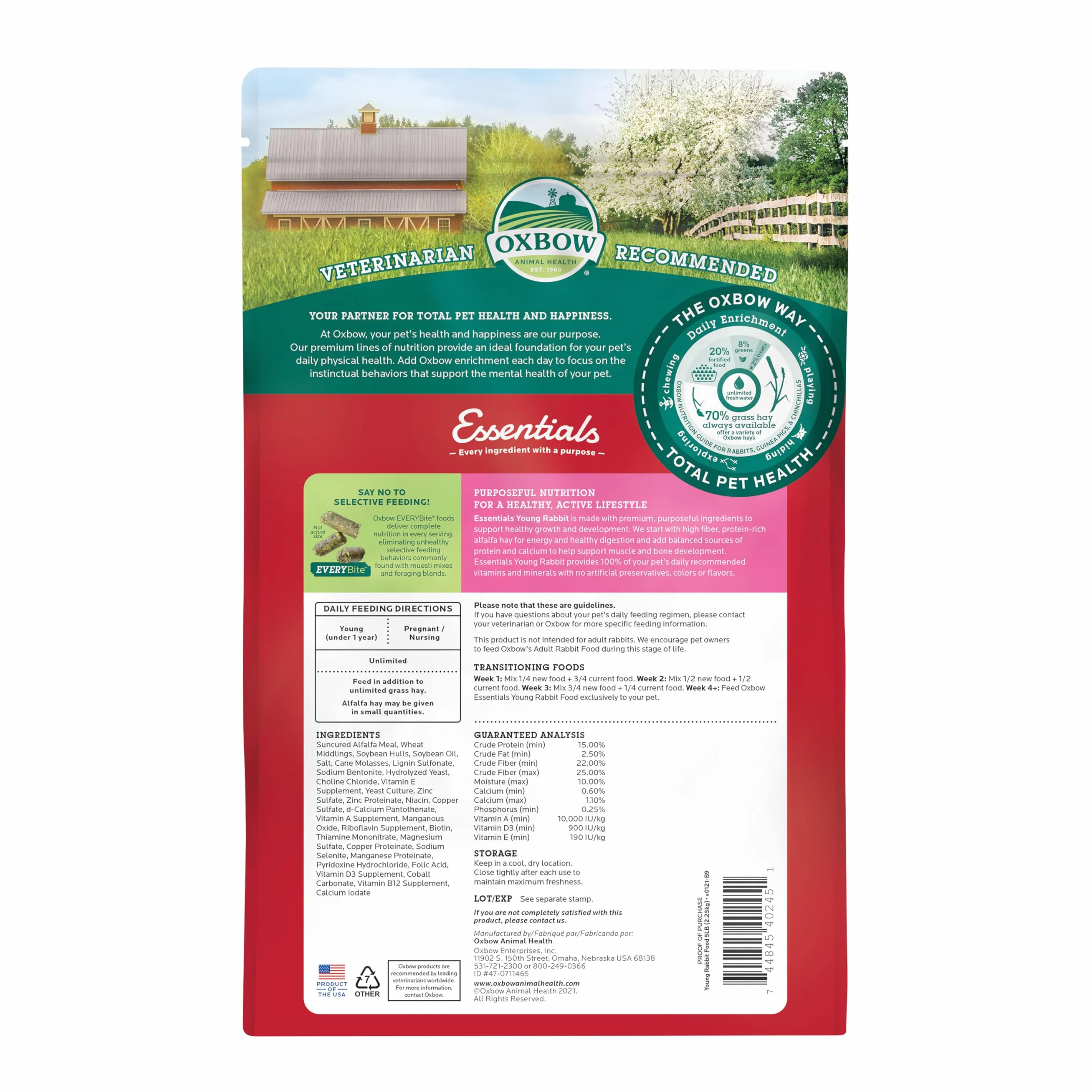 Oxbow Mangime per coniglio giovane - 2250 gr