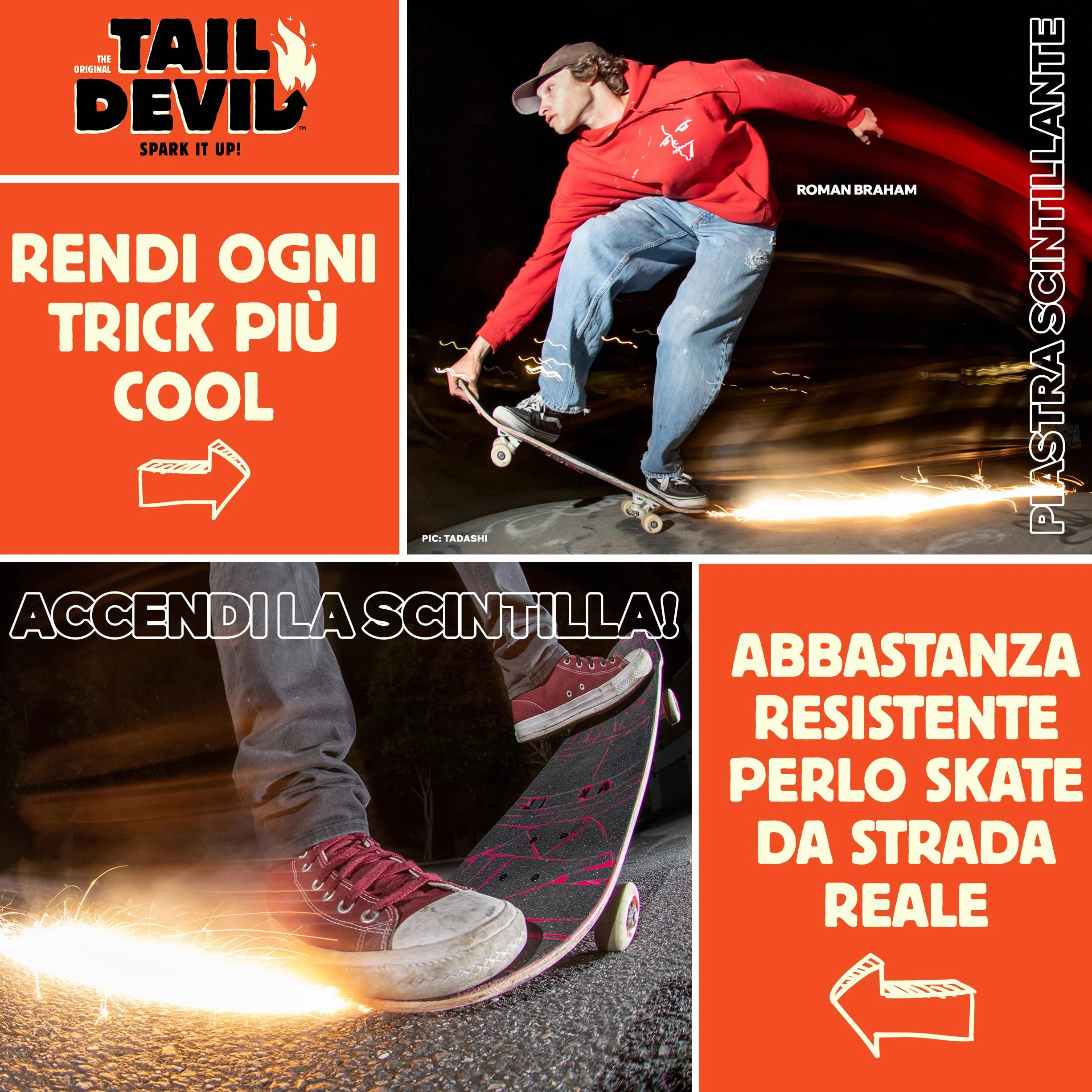 Tail Devil Tail Devil Spark It Up! Spark Plates dla Skateboard dla Dzieci i Dorosłych - Akcesoria do Skateboard Profesjonalne i Dla Początkujących