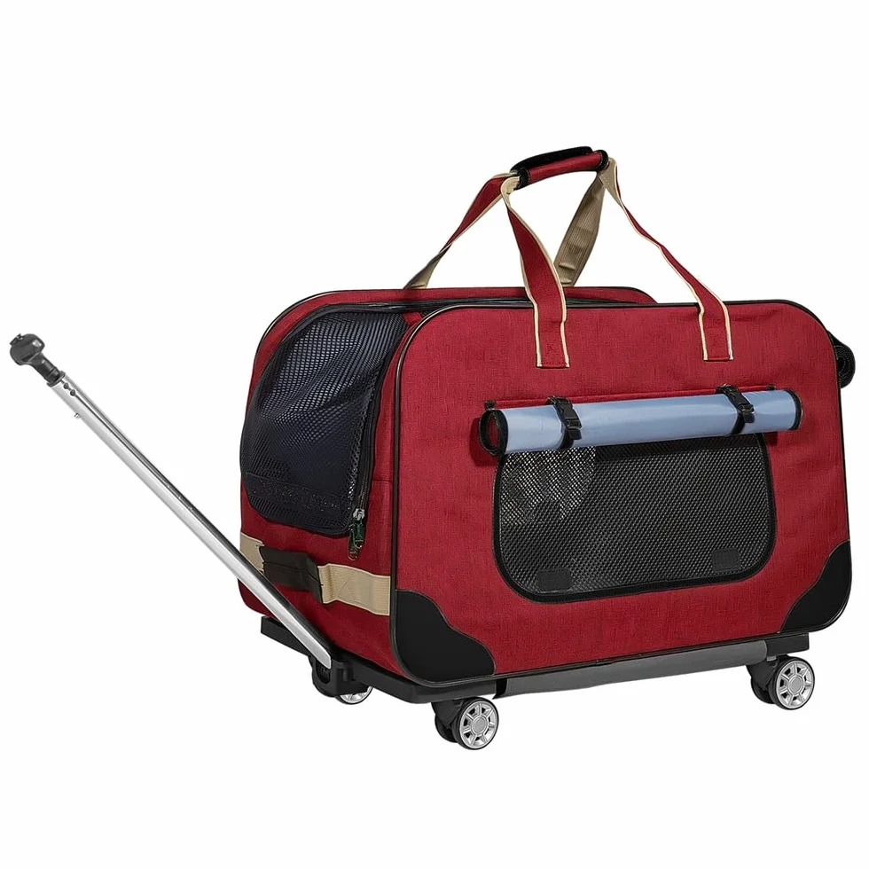Trasportino per Animali Domestici, Carrello Confortevole per Cani e Gatti, Trolley Zaino Pieghevole per Viaggio