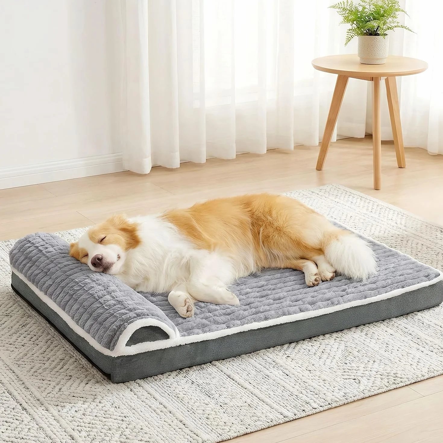 Letto ortopedico XL per cani di grandi dimensioni con cuscino 122 x 76 cm, impermeabile, morbido e confortevole, in schiuma, con rivestimento rimovibile lavabile e fondo antiscivolo, grigio