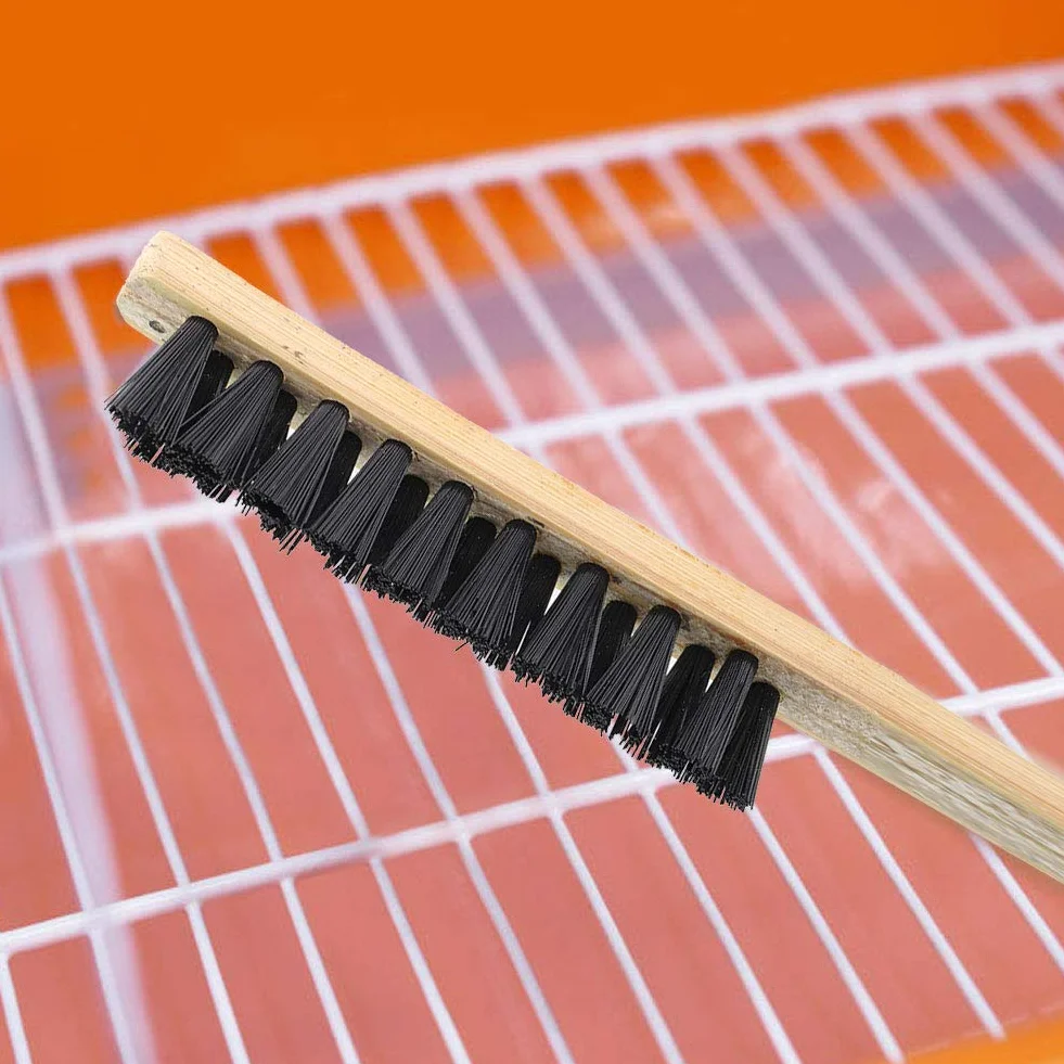 Spazzola per Pulizia Gabbia per Uccelli a Manico Lungo 3 Pezzi Legno