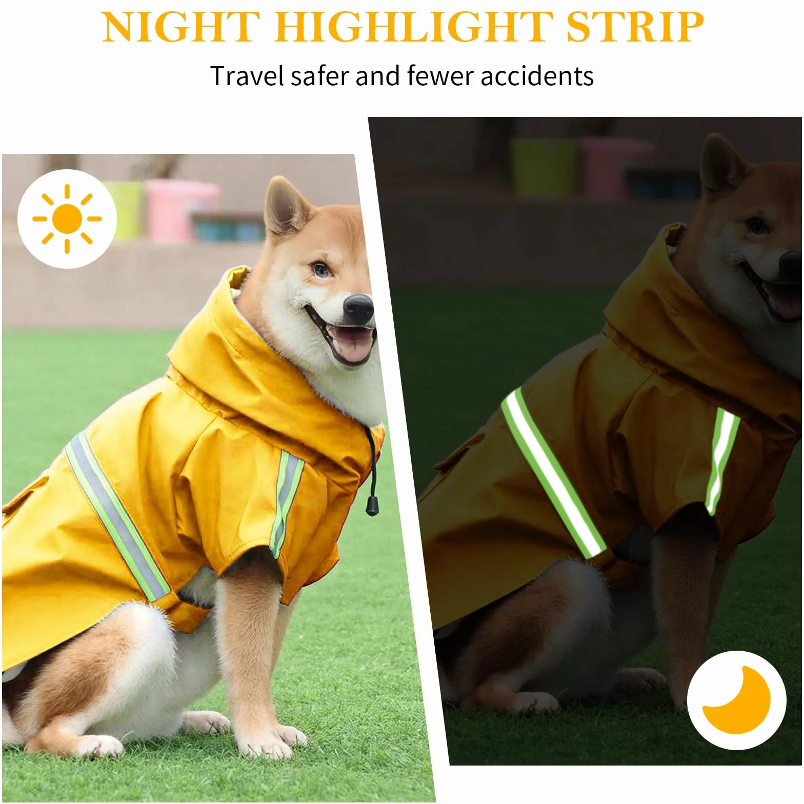 Amexo Impermeabile per Cani con Strisce Riflettenti Giacca da Pioggia Impermeabile per Cane con Regolabile Cappuccio Poncho Ultraleggero per Cani di Taglia Piccola Medio e Grande (XXL)