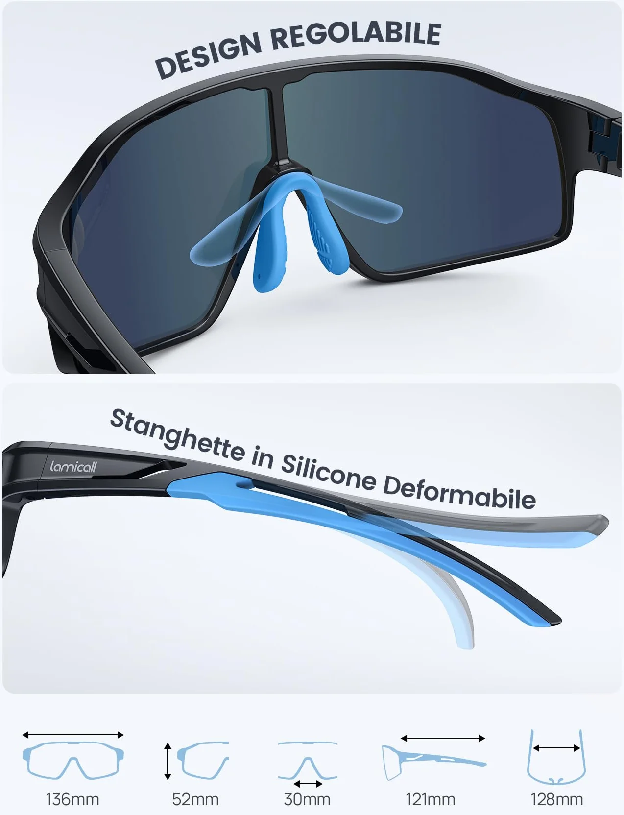 Lamicall Polarizzati Occhiali Ciclismo per Bambini - [22g Ultraleggero] UV400 Protezione, Materiale-TR90, Occhiali da Sole Sportivi con Naselli Regolabili, Occhiali Bambini per Corsa/Ciclismo/Baseball