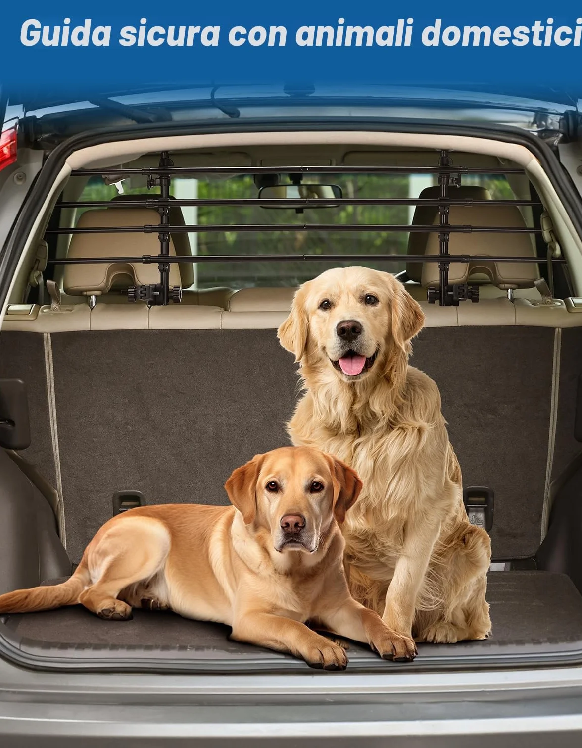 JOYTUTUS Divisori Auto per Cani, Barriere Cani per Veicoli, Griglia Protettiva Protezione per Cani per Auto Protezione per Cani in Alluminio Divisorio per Bagagli Griglia Universale per Bagagliaio
