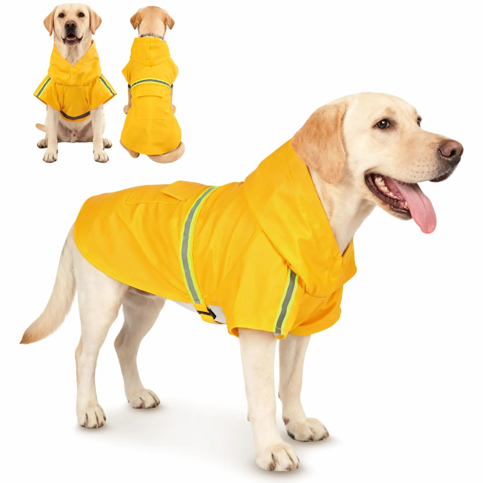 OSDUE Impermeabile per Cani Cappotto,Impermeabile Cane e Foro per Colletto e Strisce Riflettenti protettive,Regolabile Cappotto Impermeabiles 100%,per Piccoli Medio Grandi Cuccioli L-XXXL