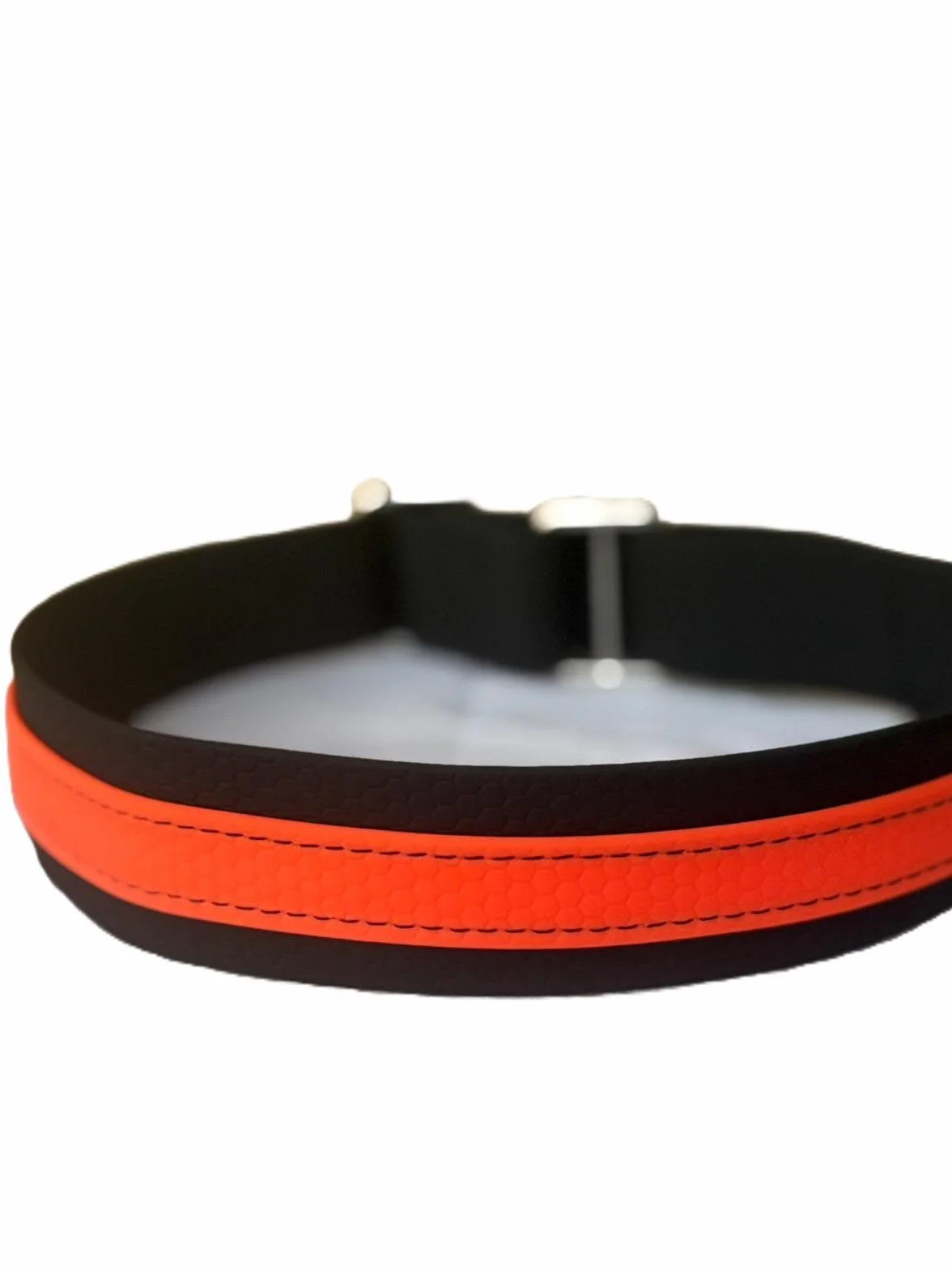 Collare a scorrimento limitato BIOTHANE-HEXA NERO-ARANCIO FLUO L