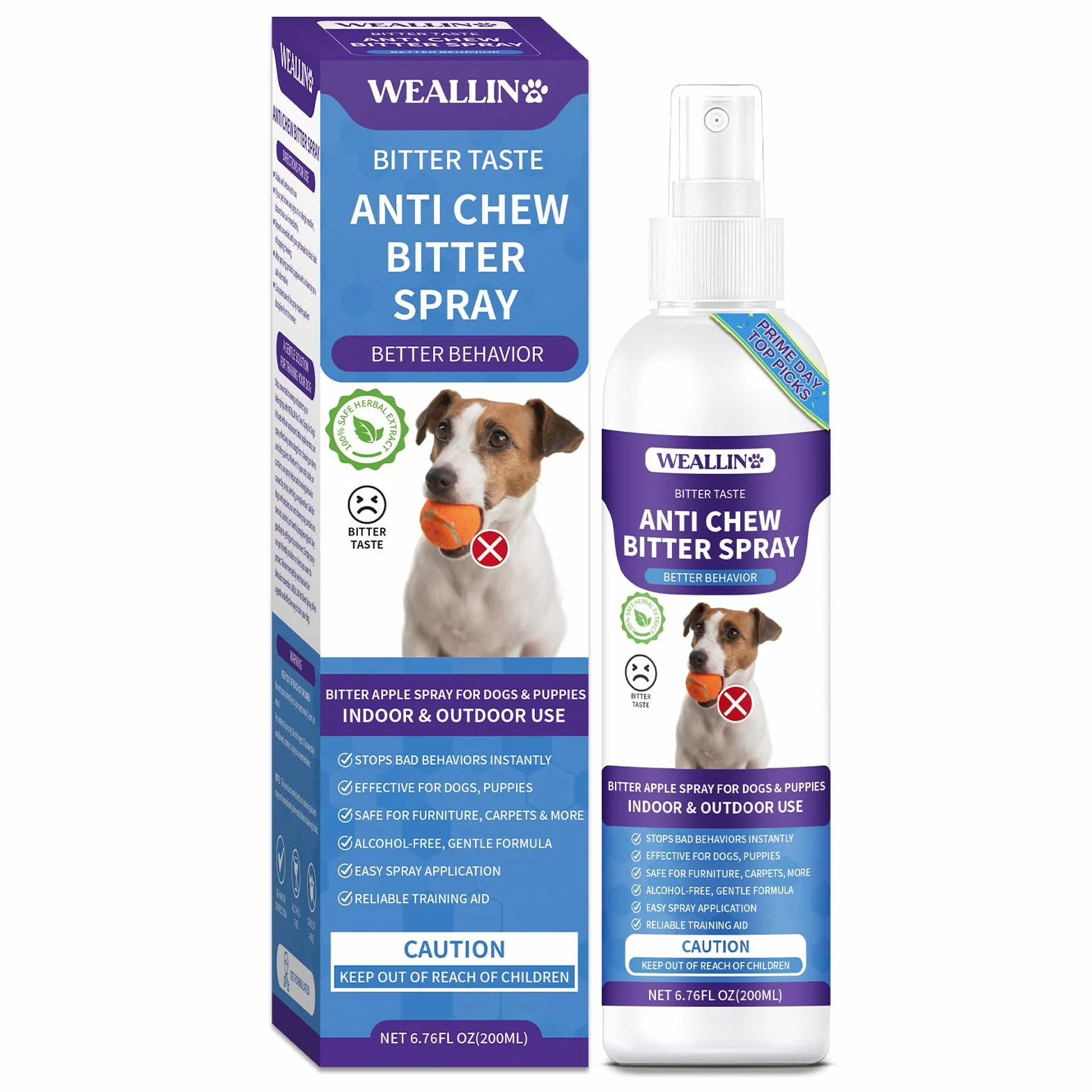 WEALLIN Spray Repellente per Cani, 200ml Repellente per Cani, Spray Anti-Masticatore, Spray Amaro per Cani per Mobili & Giardino, Sicuro per Uso Interno ed Esterno