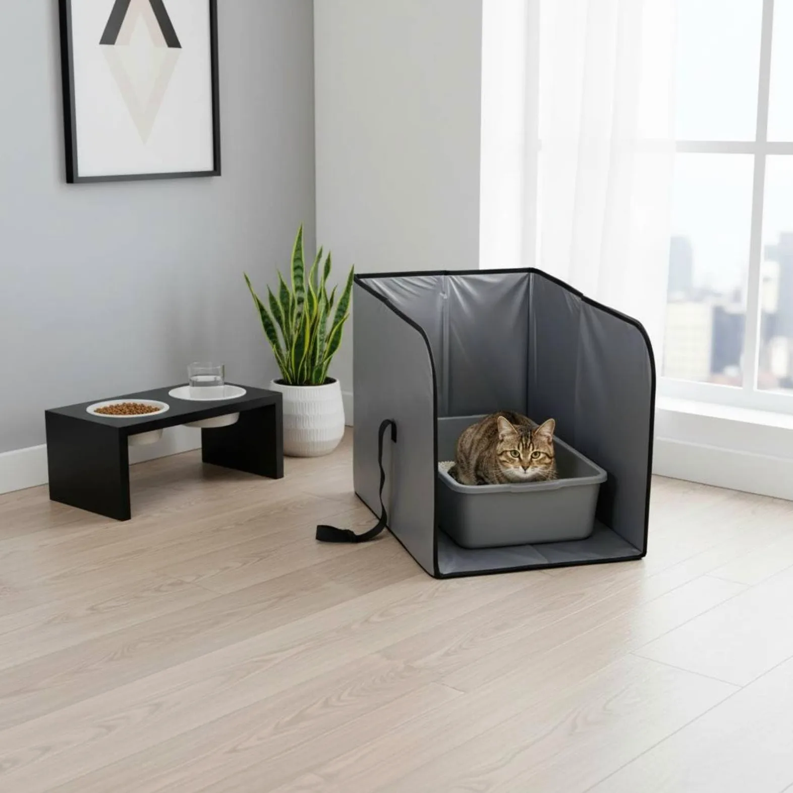MagiDeal Tappetino Lettiera Gatto Schermo Vassoio Anti Dispersione Barriera PVC Impermeabile Pieghevole Trasportabile Adatto per Casa Ordinata Angolo Lettiera Gestione Quotidiana