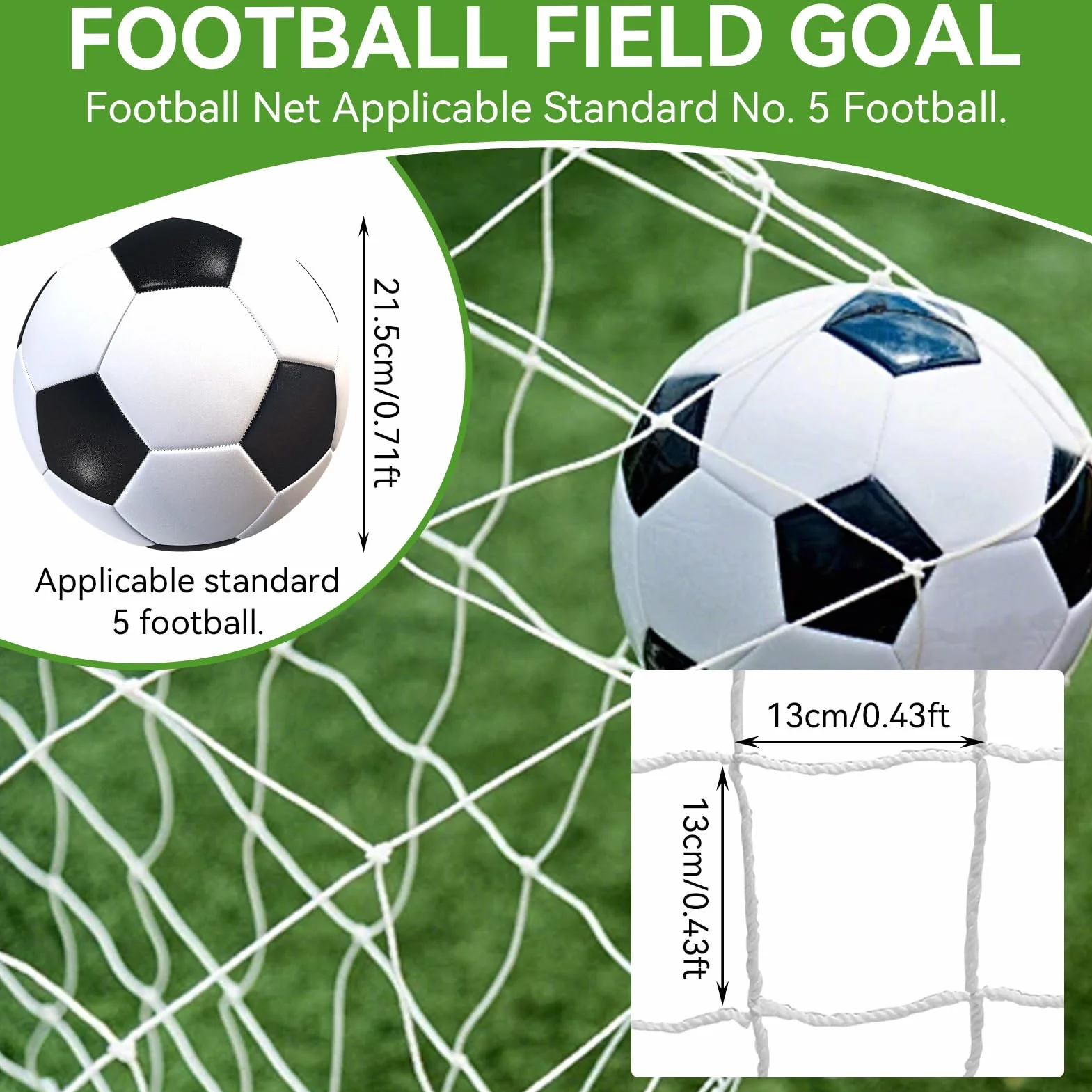 Rete per porte da calcio, Reti per porte di ricambio per calcio Rete per porte da calcio sportive Rete per porte da calcio a grandezza naturale per allenamenti di partite sportive