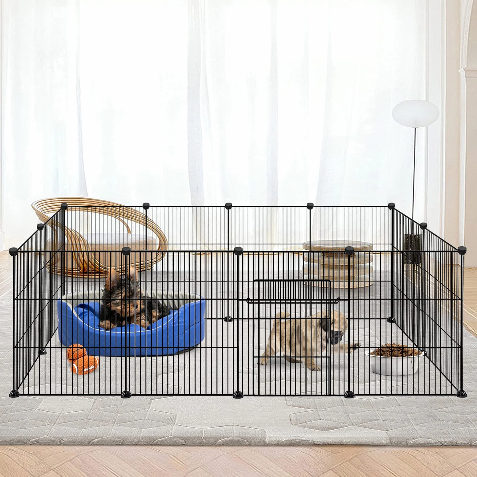 UISEBRT Recinzione a griglia per conigli, porcellini d'India, gabbia per piccoli animali con porta, per cuccioli, per interni ed esterni, 35 x 35 cm, piastra, confezione da 12 pezzi