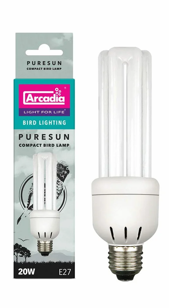 Arcadia - Lampadina a risparmio energetico, 20 Watt, per uccelli, UVA e UVB, senza sfarfallio