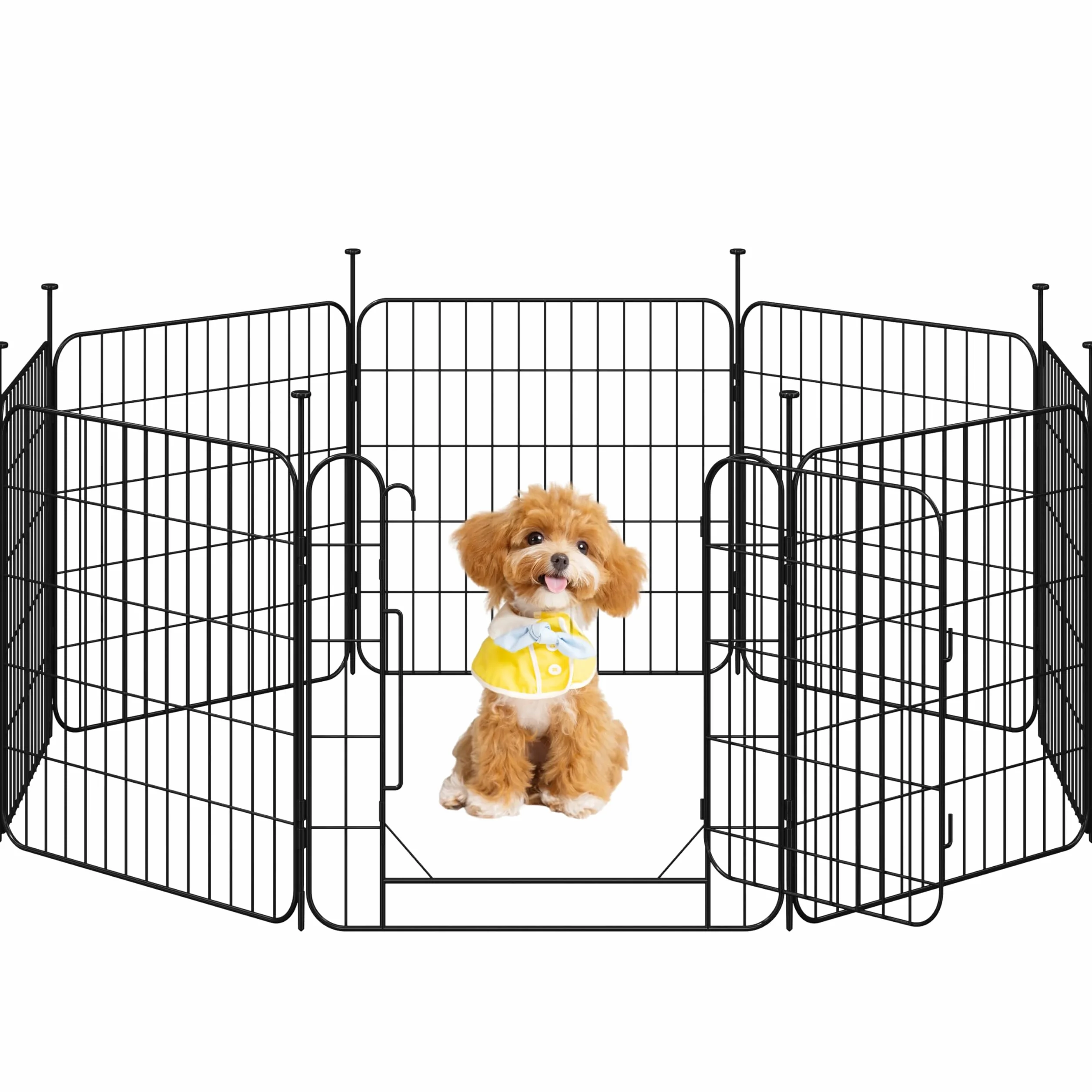 Yaheetech Recinto per Animali Domestici, 8 Pannelli Altezza 60 cm, Pieghevole con Porta per Interno ed Esterno, in Acciaio, per Cani, Cuccioli, Gatti e Conigli