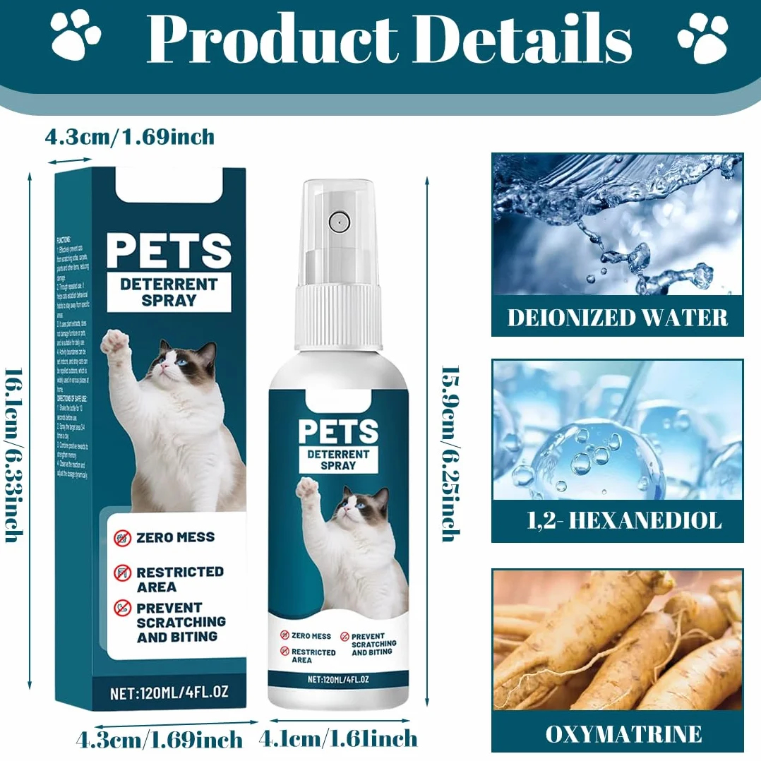 EIHI 120ml Spray antigraffio per gattiper Gatti Divano, Uso Interno ed Esterno,protezione divano graffi gatto, Protezione del Divano e Mobili, Ideale per Casa e Giardino