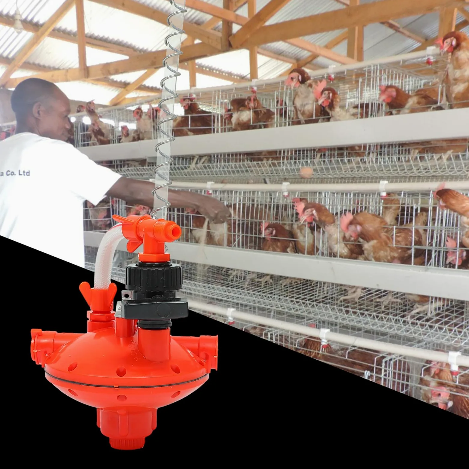 Regolatore Pressione Polli per Beverino Galline, Plastico Rosso | Accessorio per Allevamento Pollame, Leggero, Previene Perdite, Adatto a Chicken Water Fountain