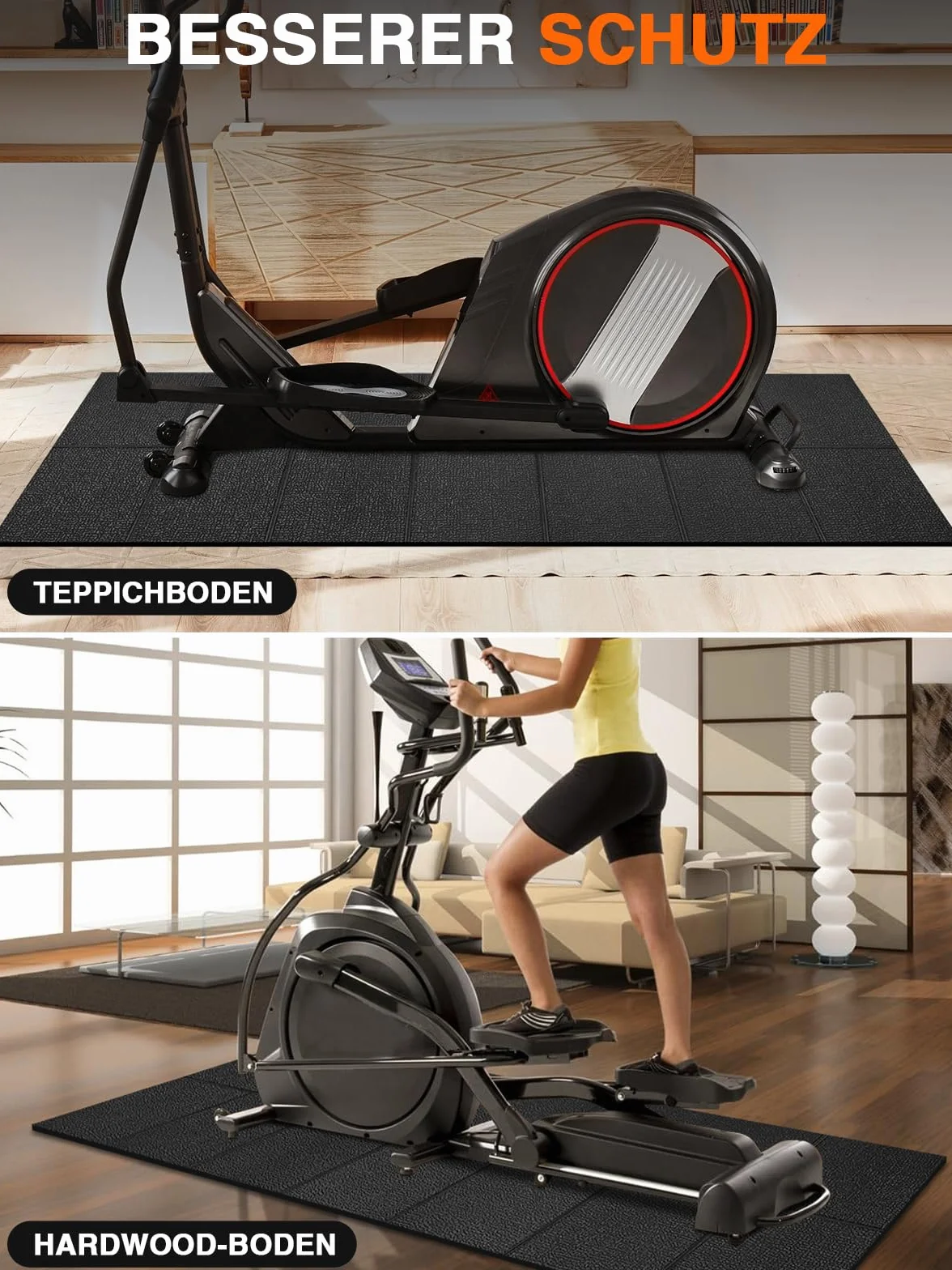 Tappetino per Tapis Roulant, 160 x 76 cm, Tappetino Palestra Spessore 6 mm, Pieghevole, per Tappeti, Pavimenti in Legno, Compatibile con Tappetino da Passeggio, Cyclette, Ellittica