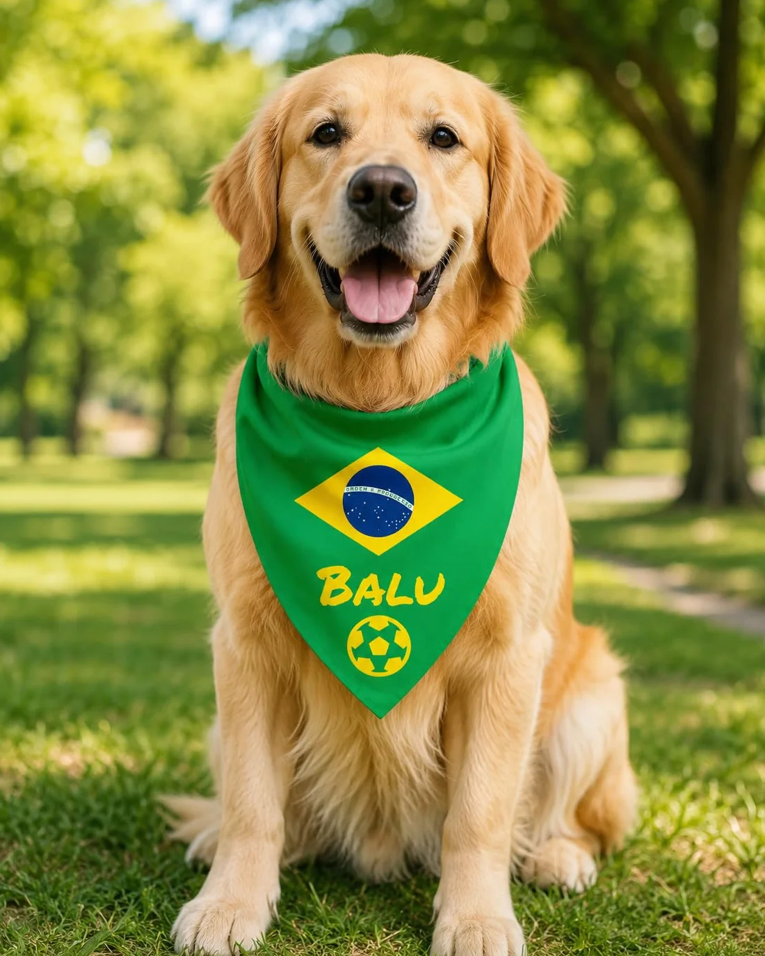 Personalizzata Bandana per Cane con Nome – Foulard Personalizzabile per Cani – Lavabile – Prodotto in Europa (Brasile, M)