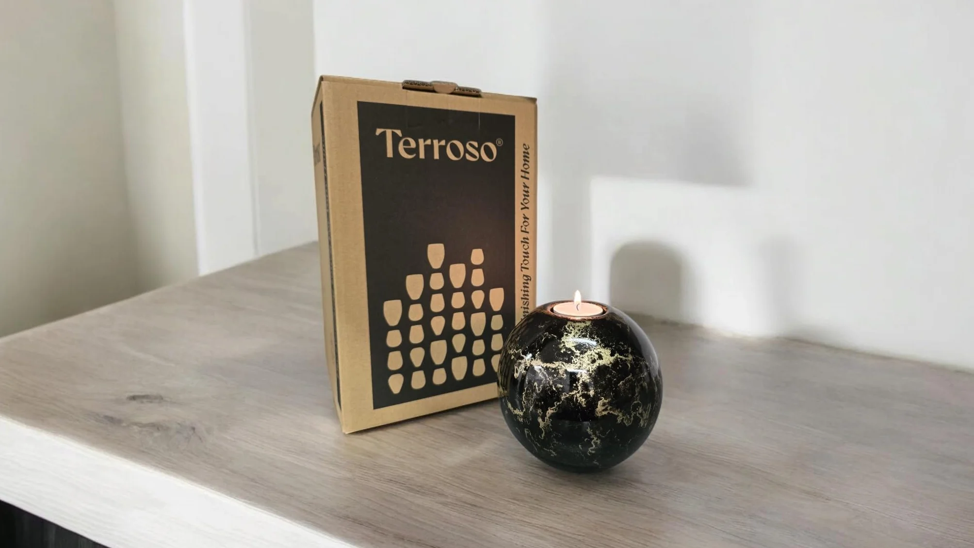 Urna per ceneri in vetro con portacandela - urna elegante per cane e gatto - 500 ml - nero oro