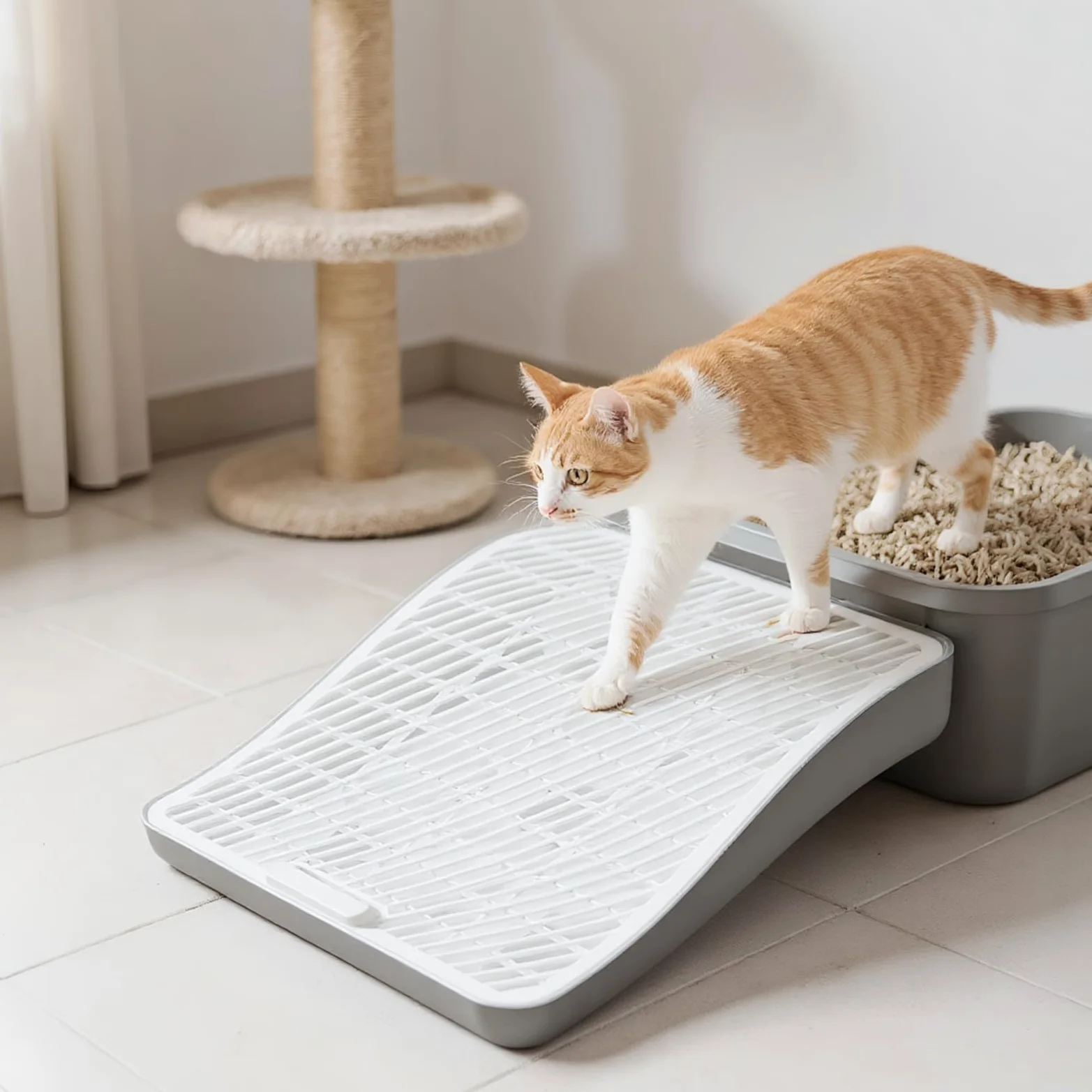 Rampa per lettiera per animali domestici, per la raccolta dei rifiuti di | , rampa per la cattura della lettiera | per gatti di taglia piccola, media e grande, anziani, gatti, divano