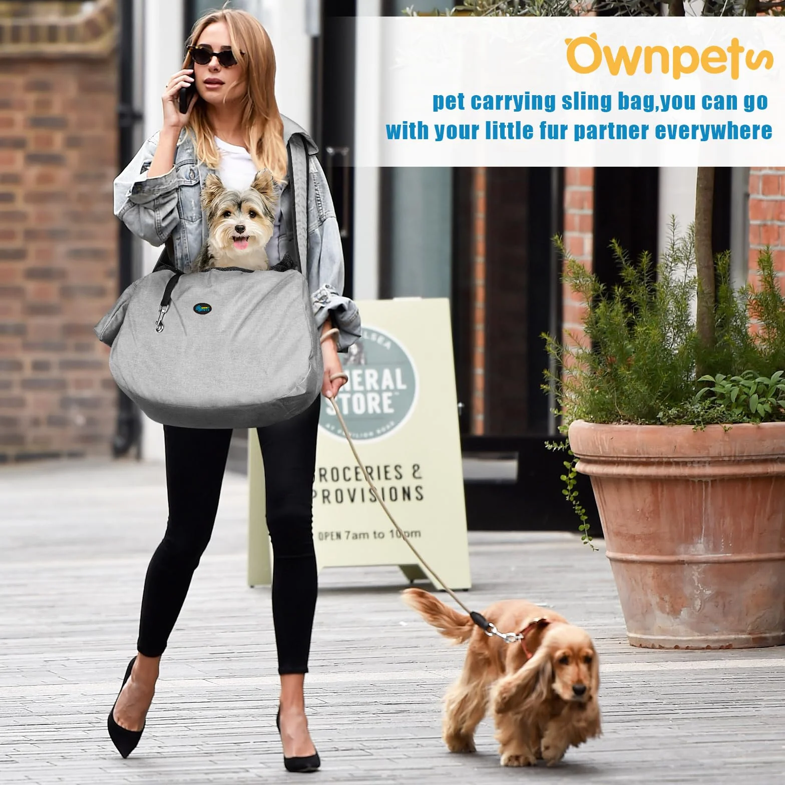 Ownpets Borsa da viaggio per animali domestici per cani piccola con tracolla regolabile
