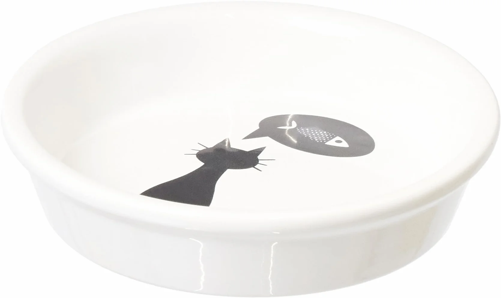 TRIXIE Ciotola in ceramica per gatti a bordo basso – Per rispettare i baffi sensibili – Antiscivolo & lavabile in lavastoviglie – Bianco, 0,25 l, ø 13 cm