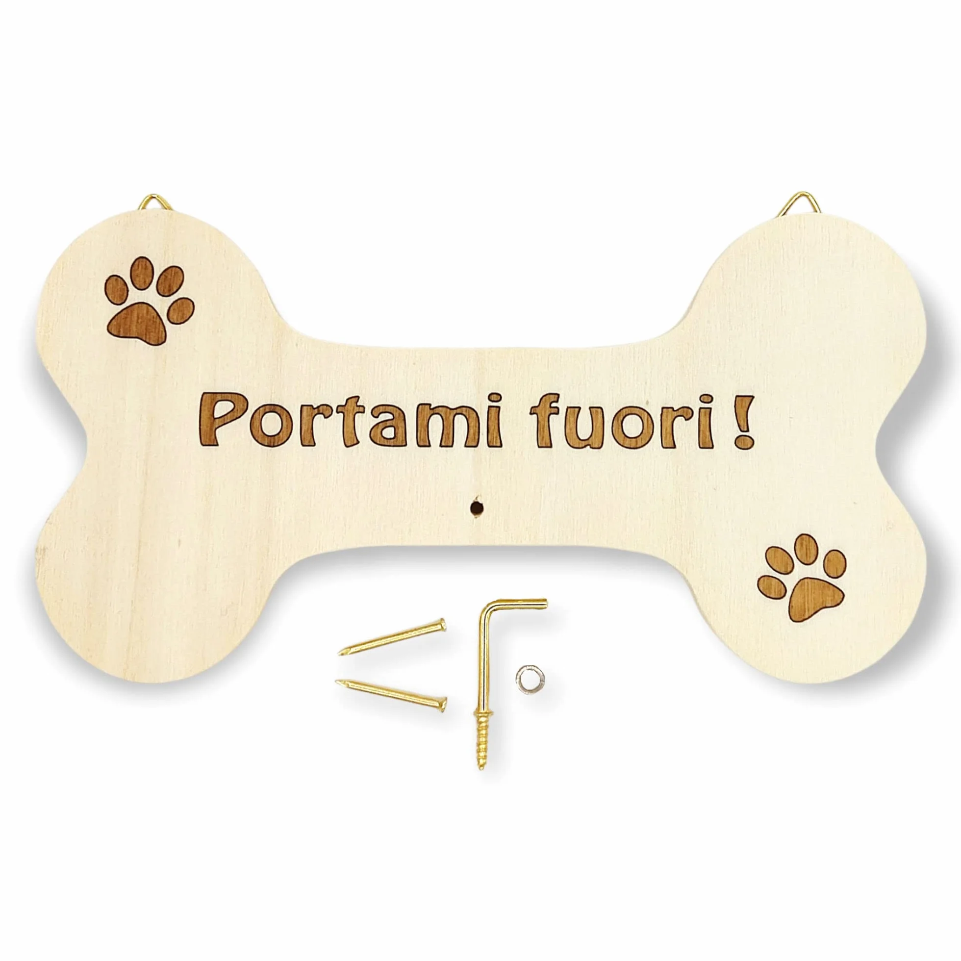 Porta guinzaglio per cani in legno a forma di osso con incisione laser per parete taglia piccola