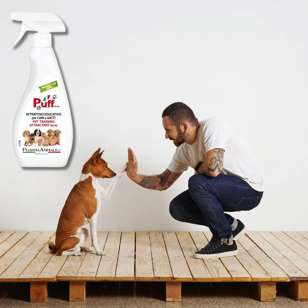 Puff Spray Attrattivo Naturale per Addestramento Cani e Gatti 100% Eco-Friendly | Facile Uso per Lettiera e Area Bisogni - 500 ml, Made in Italy