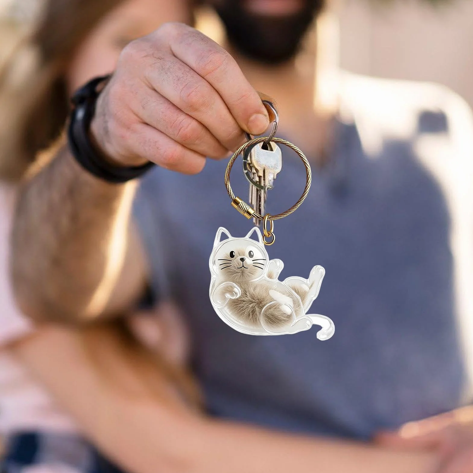 Portachiavi Commemorativo Gatto Ciondolo Bottiglia Trasparente Porta Ricordi Cane Donna Borsetta Vacanza Zaino Scuola