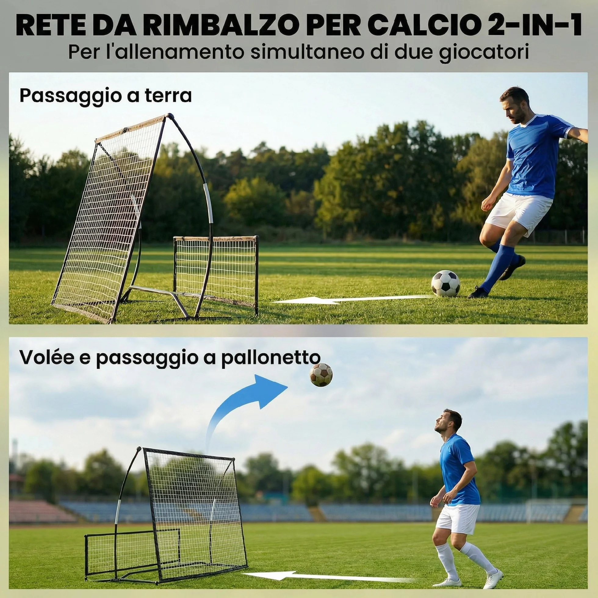 SPORTNOW 2 in 1 Rete di Rimbalzo per Calcio Pieghevole con Doppio Lato, Rete da Calcio Rimbalzante con Borsa per Trasporto, per Allenamento Baseball e Pallavolo, Nero