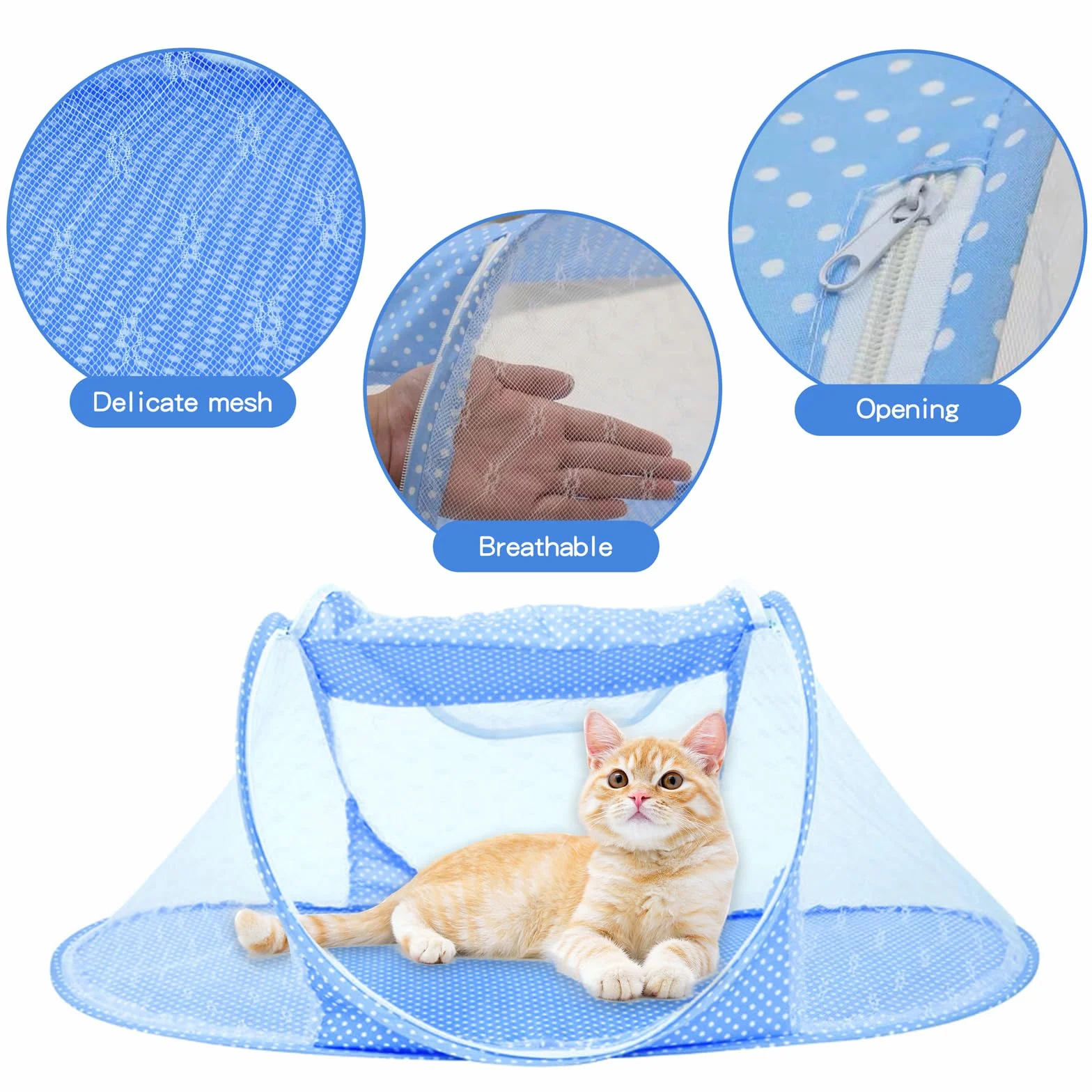 Tenda per animali domestici all'aperto con finestra a rete, pieghevole, per gatti e piccoli animali, 108 x 60 x 40 cm