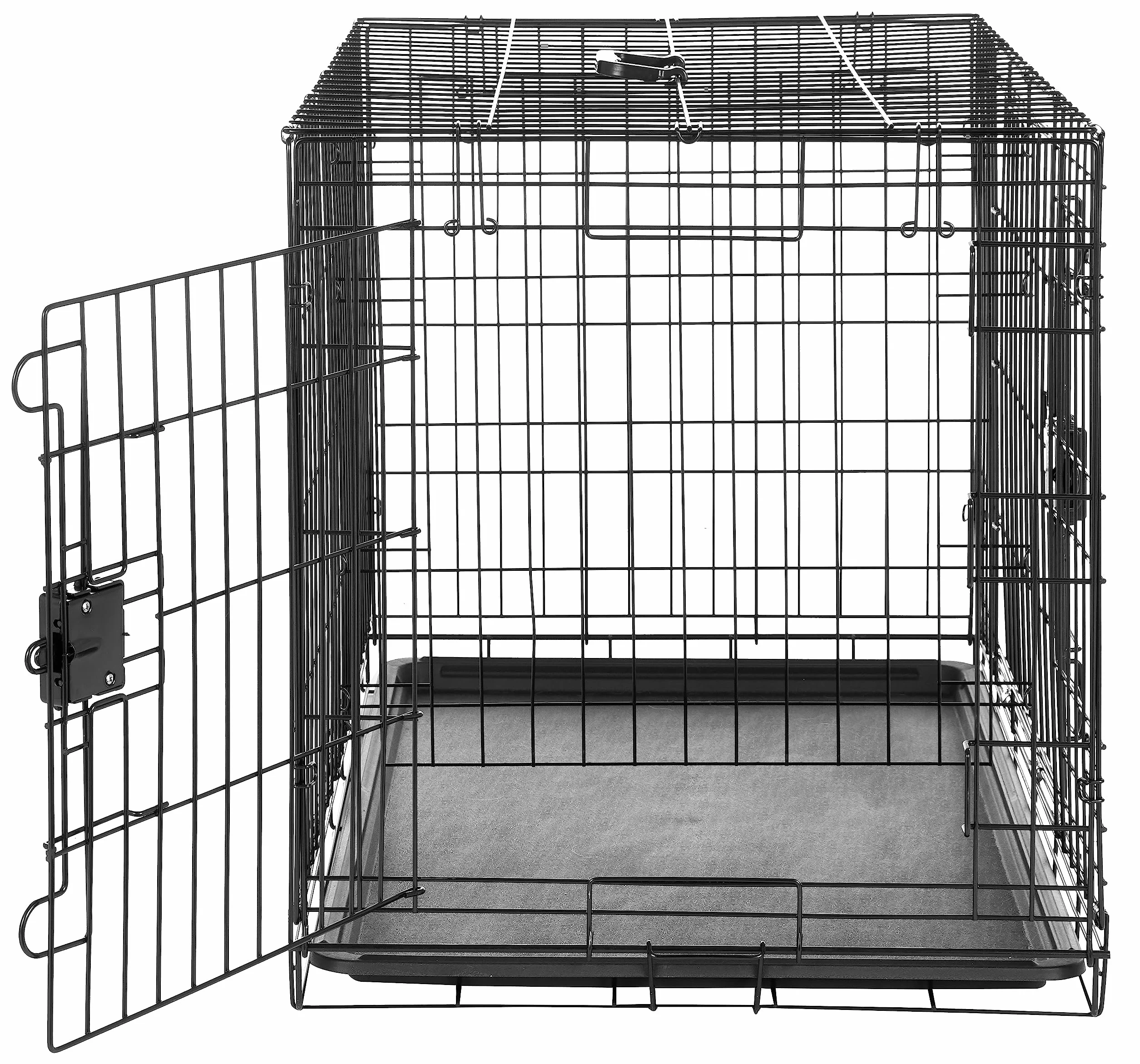 Amazon Basics Gabbia per cani in metallo pieghevole, 91 x 58 x 64 cm, Nero