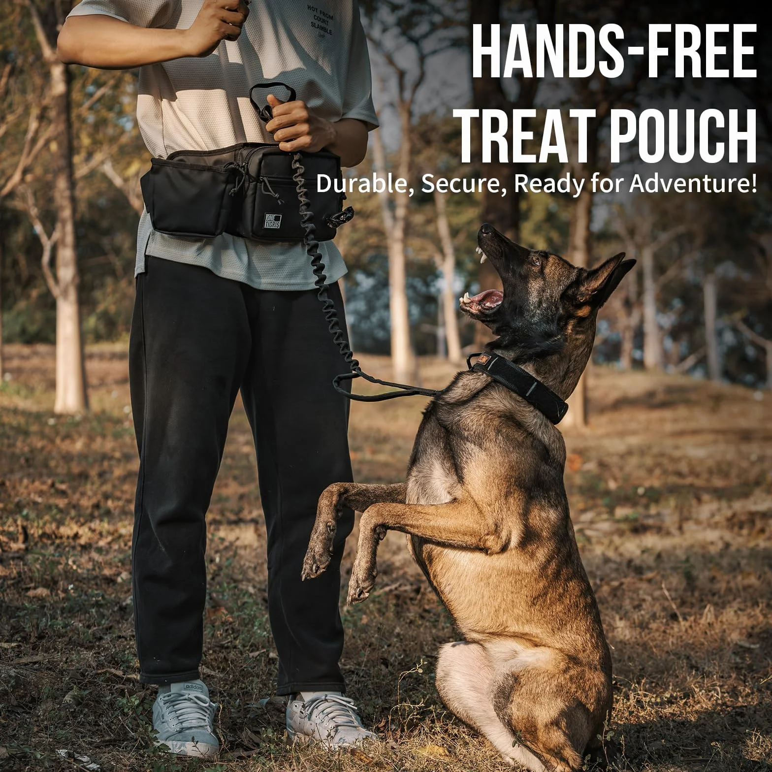 OneTigris Borsa Porta-Premi per Cani Impermeabile con Chiusura Magnetica, Porta Snack Addestramento Rimovibile con Dispenser Sacchetti Igienici, Alta capacità SnackKeeper Multifunzione, Nero