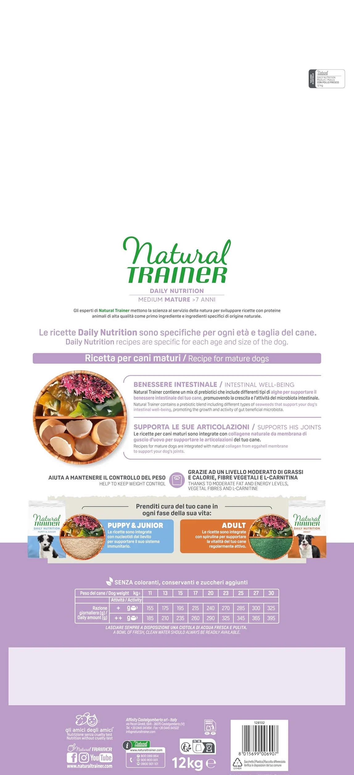 Natural Trainer Medium Maturity Cibo per Cani Mature con Pollo 12kg