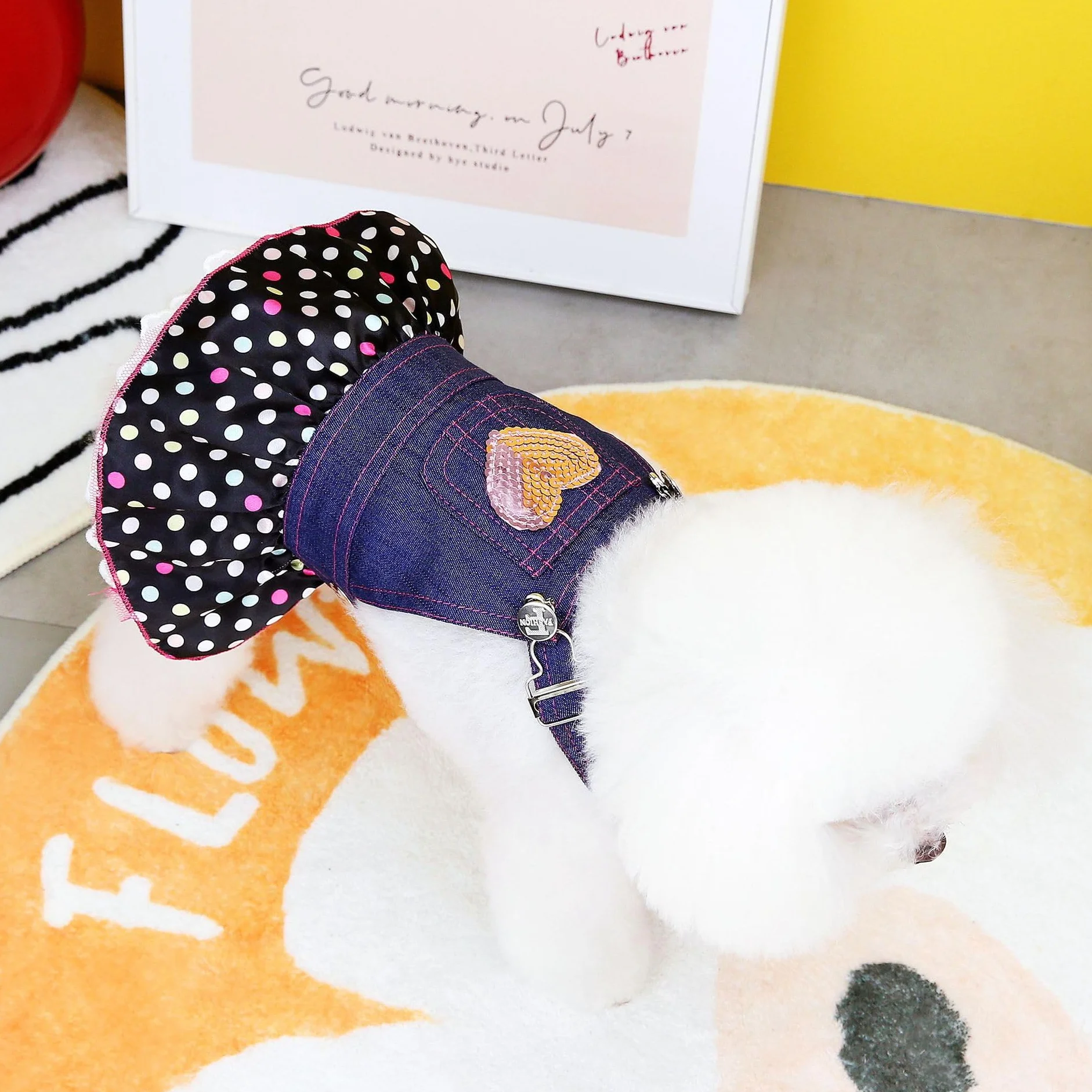 Abito Principessa Cuore Paillettes per Cane Cucciolo Gonna di Lusso Tutu Denim