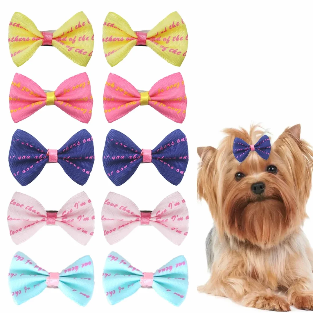 10 Fiocchetti per Cani con Clip, Set di Fermagli a Farfalla Morbidi e Colorati per Toelettatura, Accessori per Cani e Gatti di Taglia Piccola per Feste, Passeggiate e Vita Quotidiana