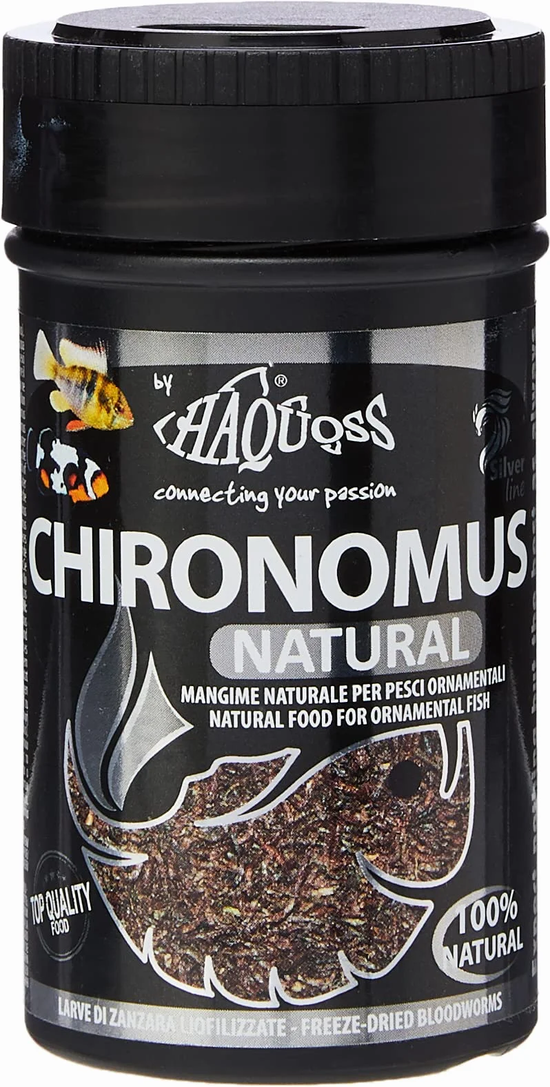Haquoss Chironomus Mangime Naturale Liofilizzato Larve di Zanzara per Pesci Tropicali 100 ml