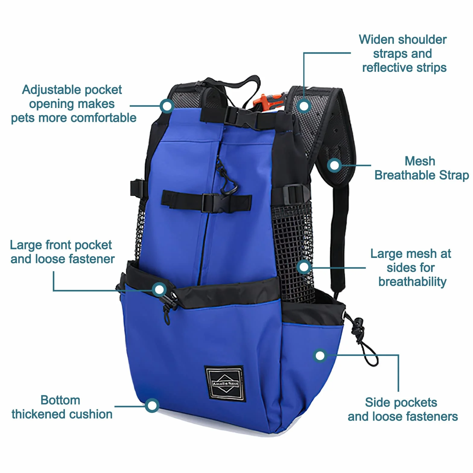 Galatée Zaino Per Cani Regolabile Portatile Ventilato XL Nero