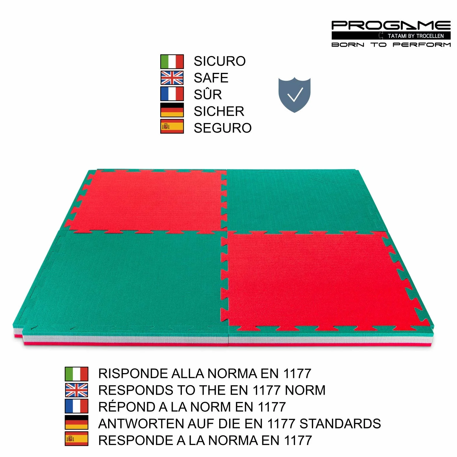 PROGAME Tatami Palestra Spessore 4 cm. 8 Pezzi 50x50 cm PERFORMANCE-HOME Tatami Judo Materassino - Made in Italy