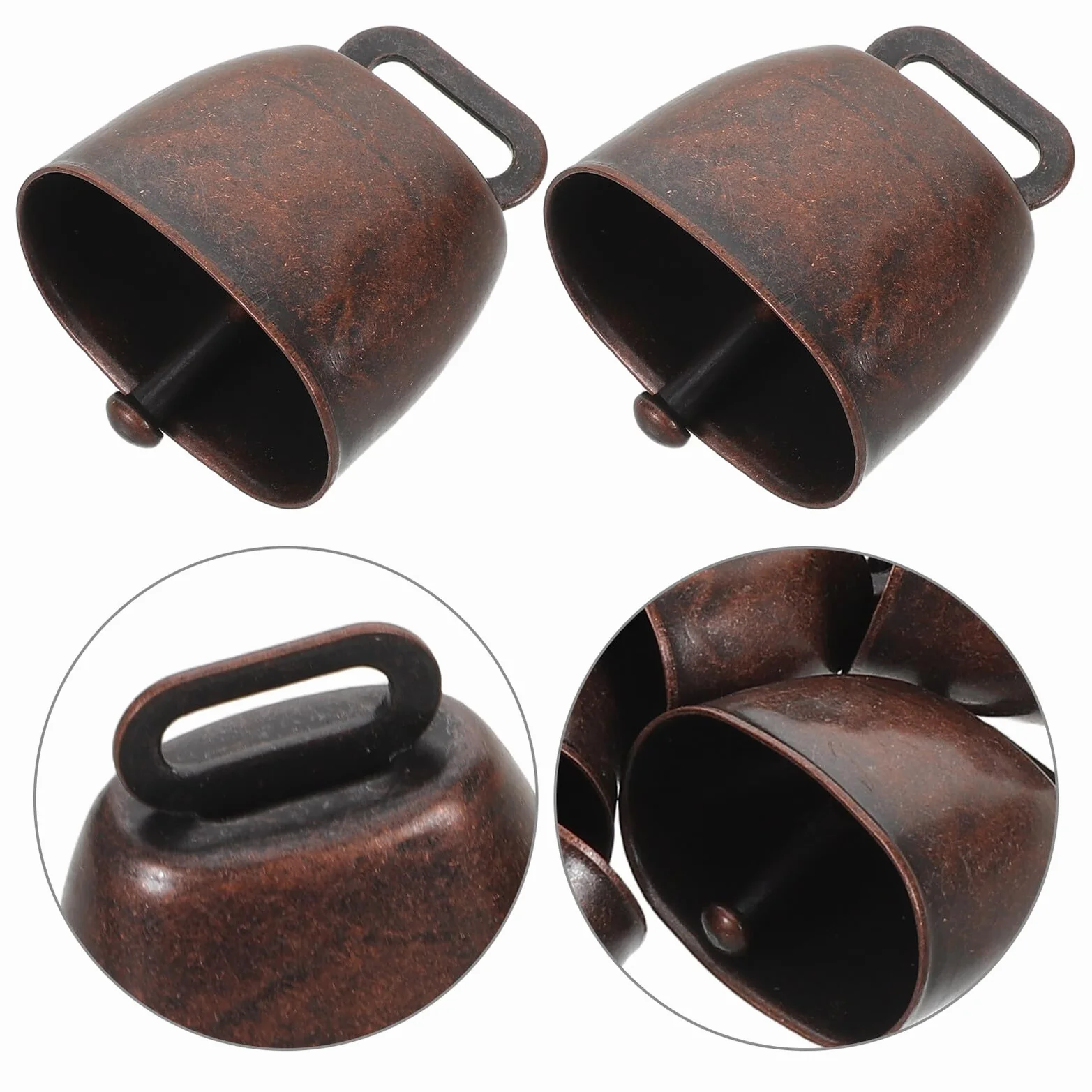 16 Pezzi Campanelli Rustici in Metallo per Animali da Fattoria, Campanaccio di Mucca Antifurto Rosso Scuro 35mm, Ciondolo Leggero Suono Nitido per Bovini, Pecore e Cani all’Aperto