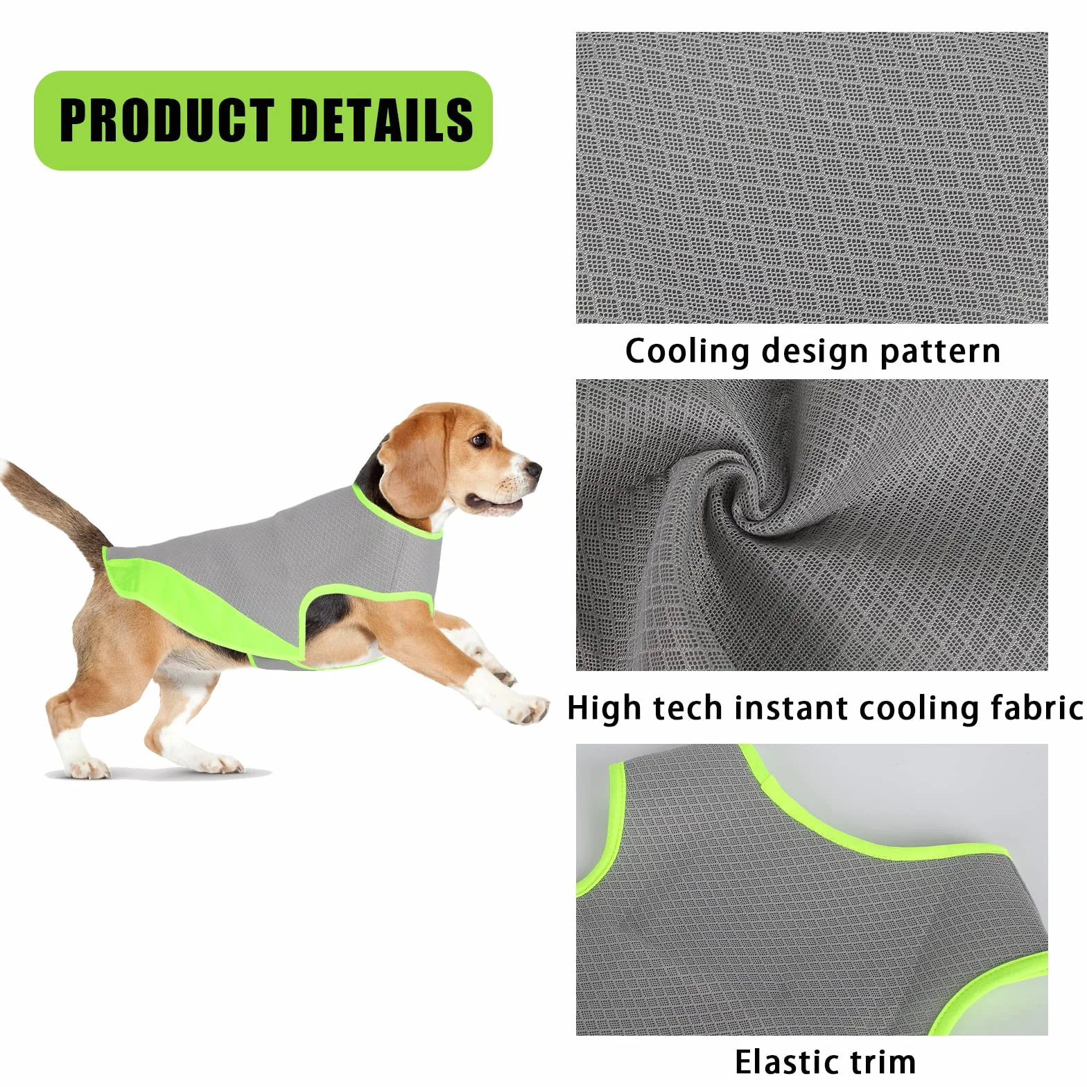 Gilet Rinfrescante per Cani Taglia Media e Grande Giubbotto Raffreddamento Grigio XL