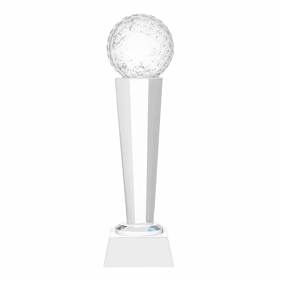 SUPERFINDINGS Trofeo da Golf in Vetro Cristallo 6.8x23cm Sfera di Cristallo di Quarzo Sintetico Trofei Premi Ornamenti con Custodia di Presentazione per Torneo di Golf per Adulti