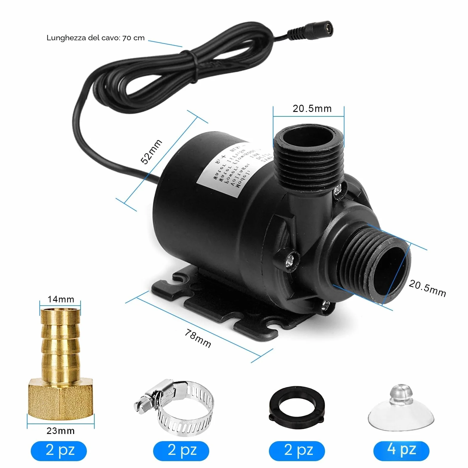 Portatile Mini Pompa Acqua, Pompa Acqua DC 12V 800L/H 5M Pompa Sommersa, Ultra-Quiet Pompa Immersione per Acquario Fontana Laghetto Irrigazione Giardino Piscina