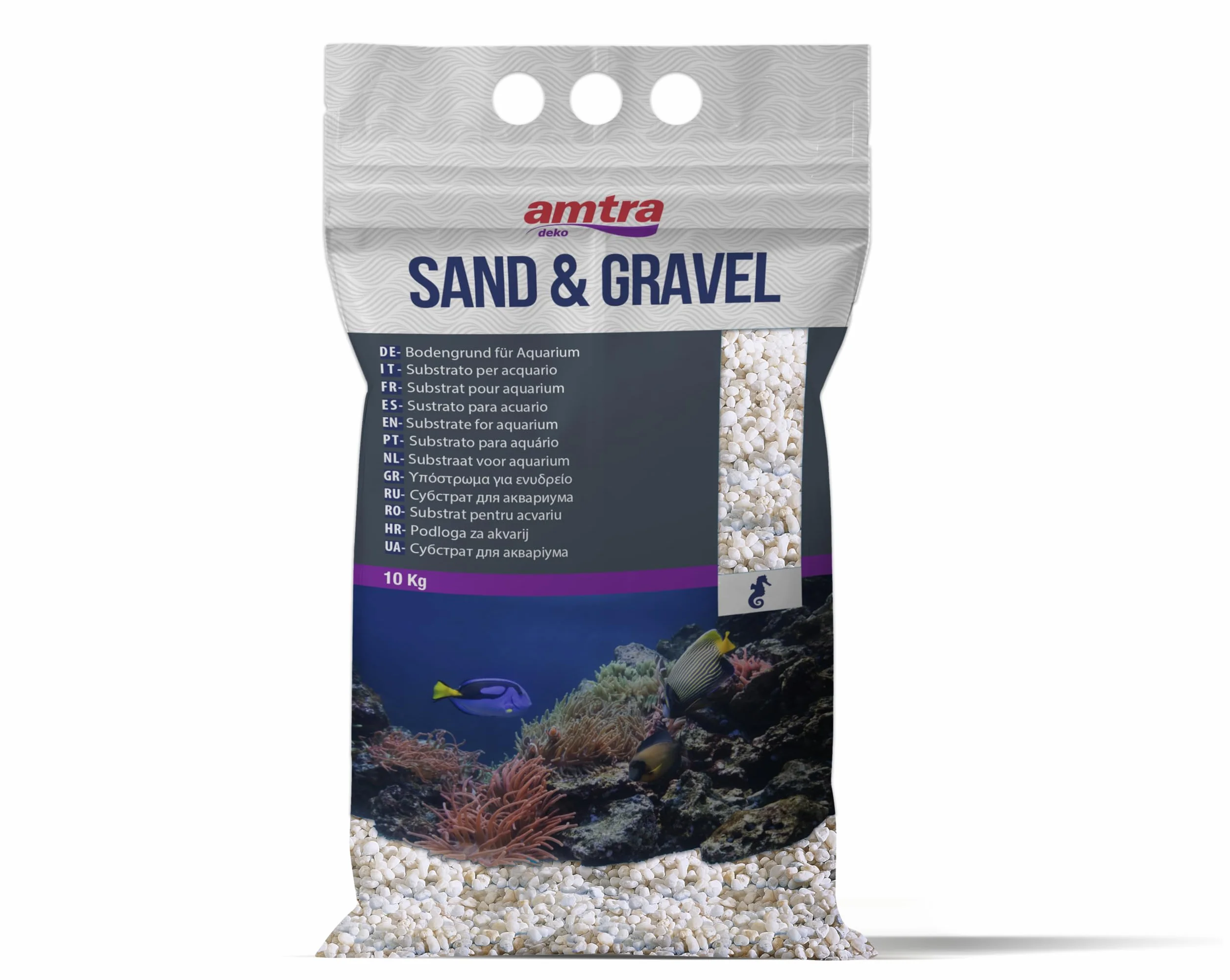 AMTRA GHIAIA NOA, ghiaia naturale dell'acquario, grani grossolani bianchi 2-5 mm, 10KG