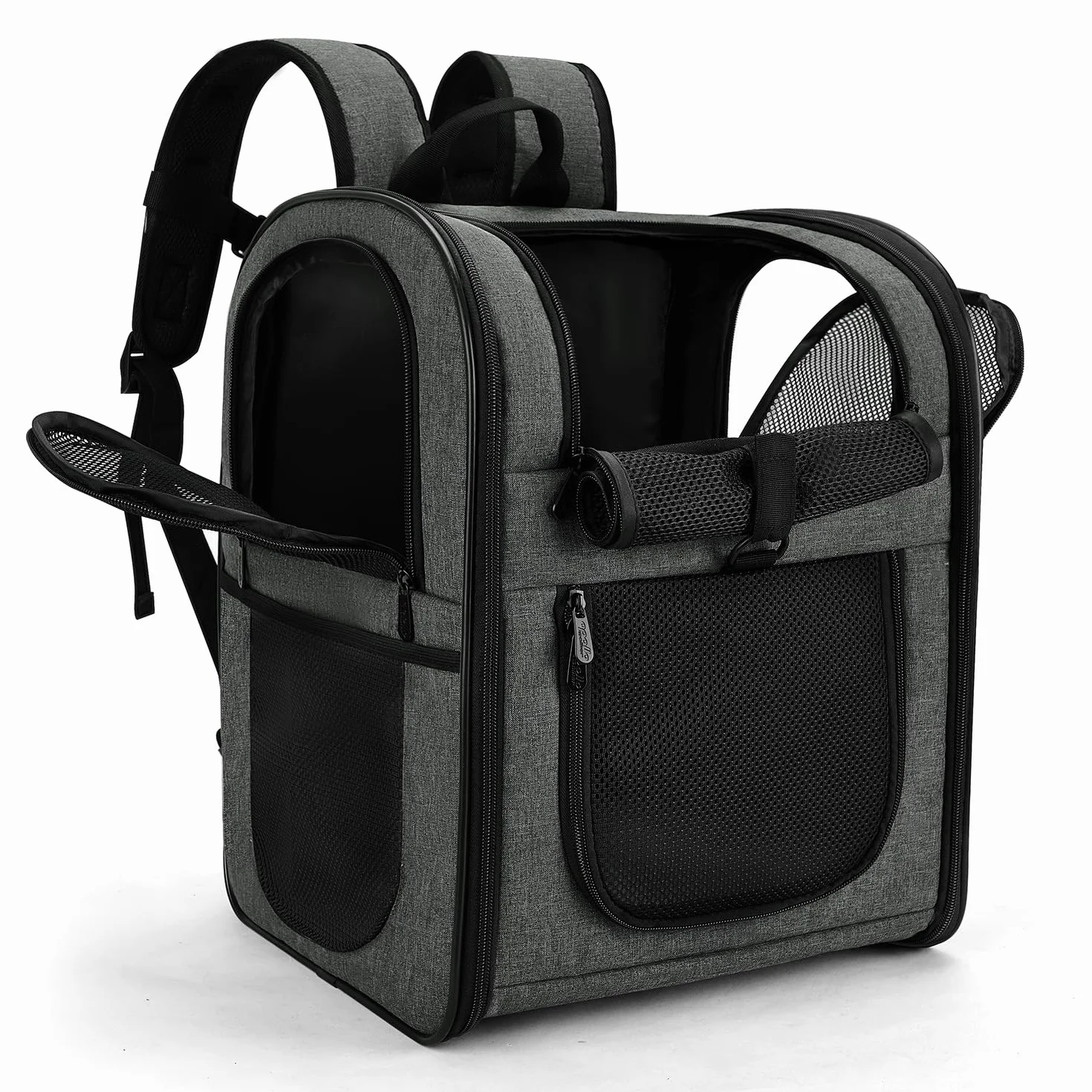 APOLLO WALKER zaino Per Cani e Gatti Per Animali di Taglia Grande/Piccola (2-15 kg) - Borsa Imbottita con Supporto per la Schiena,Zaino Porta Cane in reteTraspirante, per Escursionismo（Grigio）