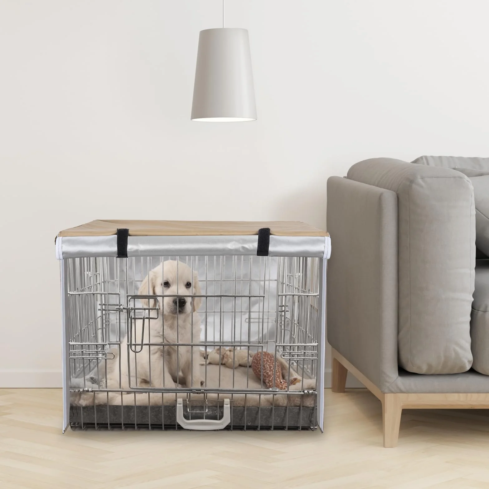 OUUTMEE Copertura per gabbia per cani 122 cm impermeabile tessuto Oxford 210D antivento protezione interna